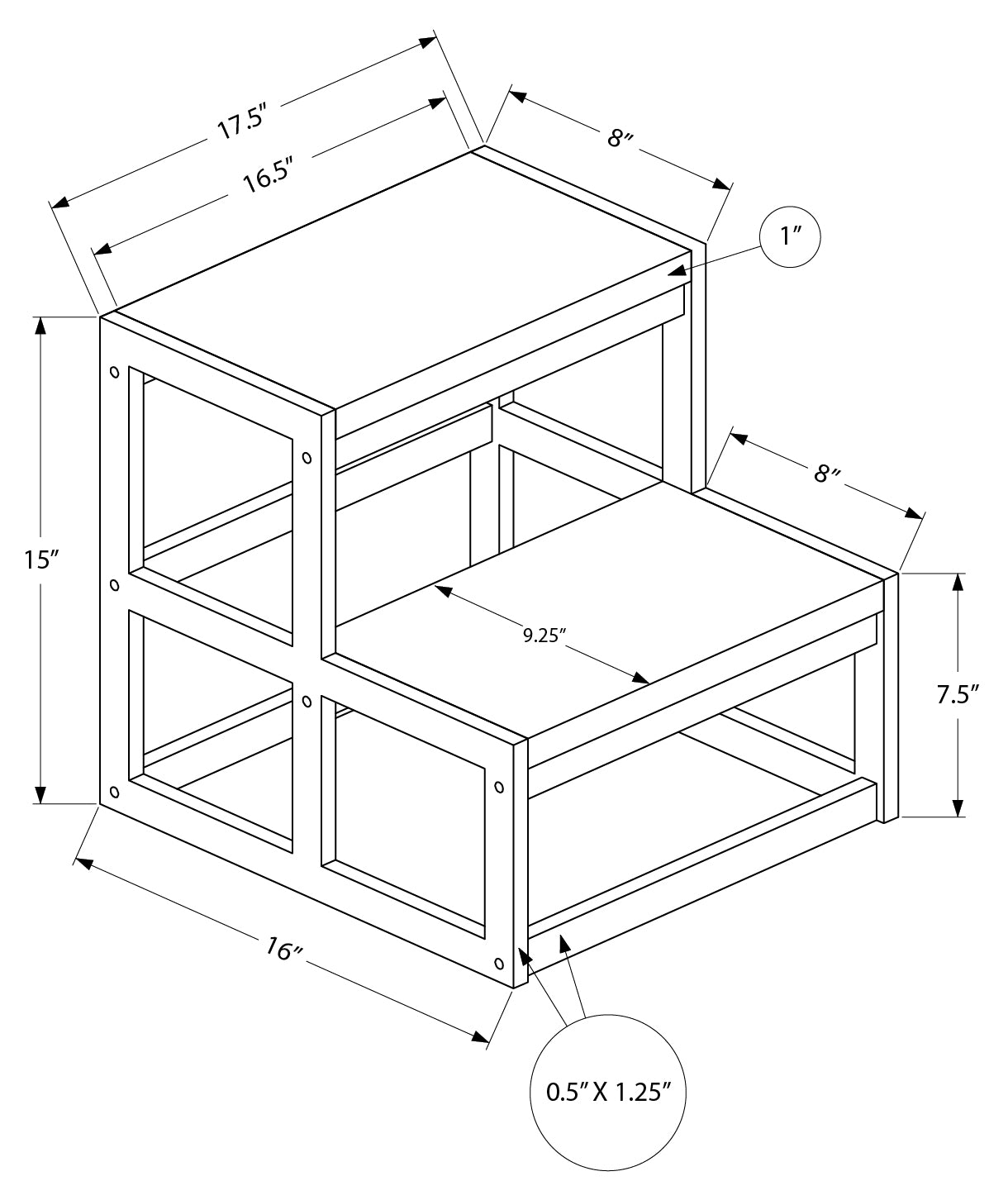 ÉCHELLE - TABOURET 2 MARCHES / TAUPE FONCÉ / MÉTAL NOIR