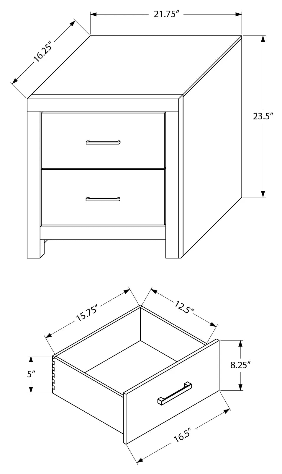 Ensemble de chambre Queen 5 pièces – Fini chêne blanchi