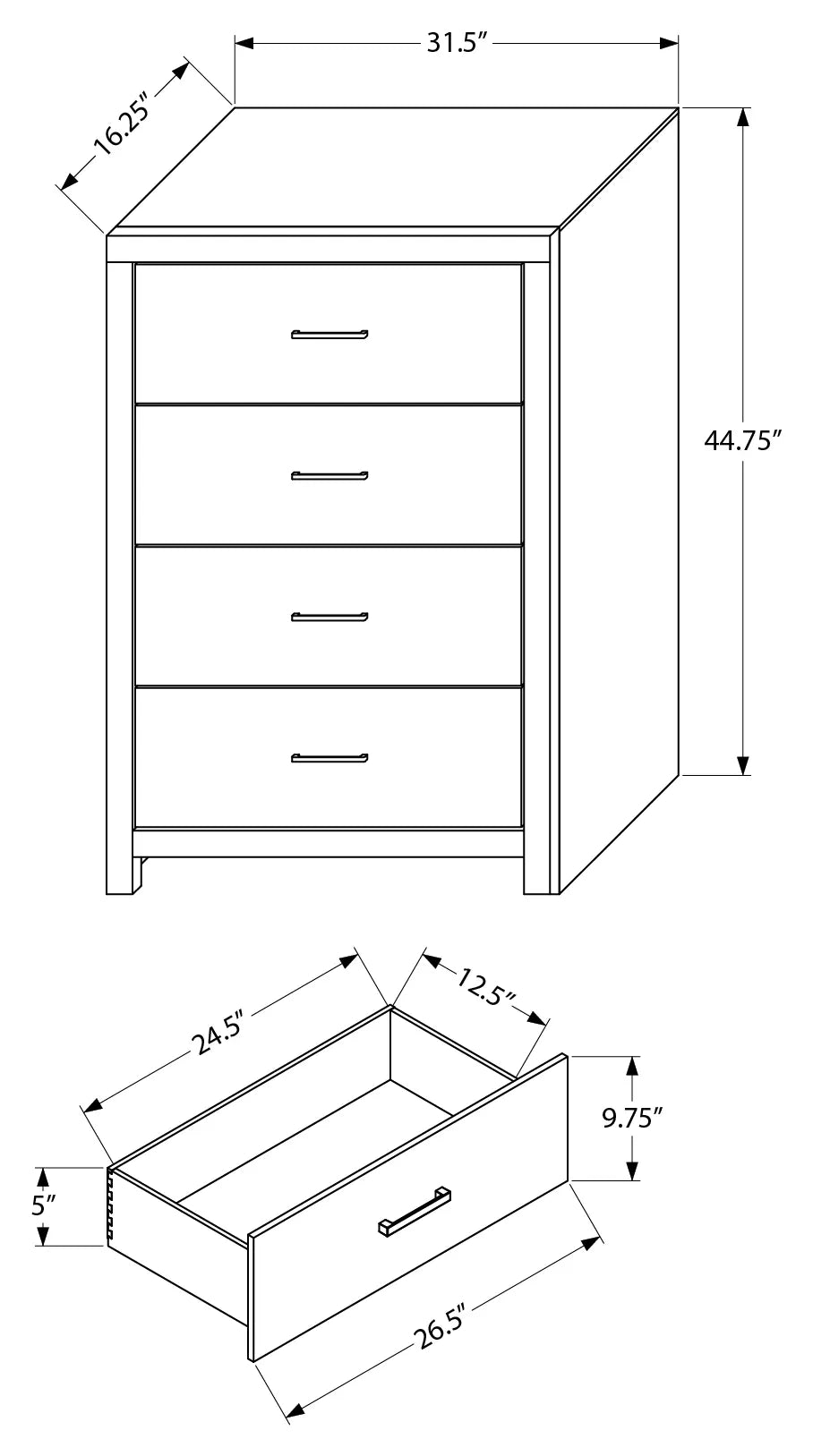 Ensemble de chambre Queen 5 pièces – Fini chêne blanchi