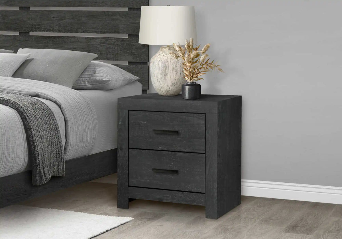 Table de chevet 2 tiroirs – Fini gris graphite