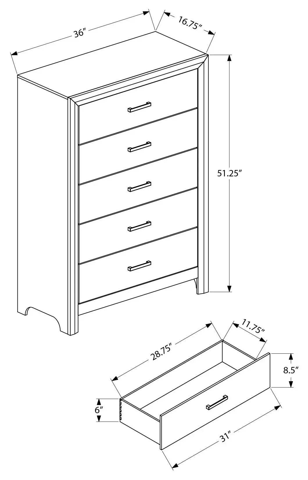 Ensemble de chambre Queen 5 pièces – Fini chêne blanchi