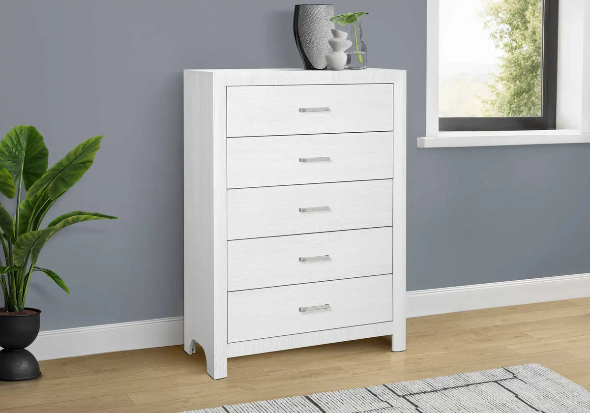 Commode 5 tiroirs – Fini chêne blanc