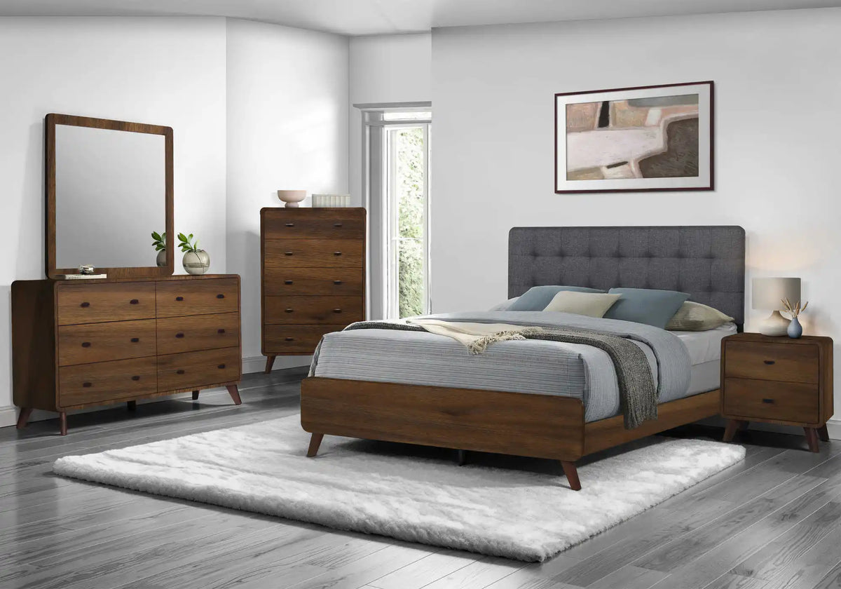 Ensemble de chambre Queen 5 pièces Monarch Specialties – Noyer et gris