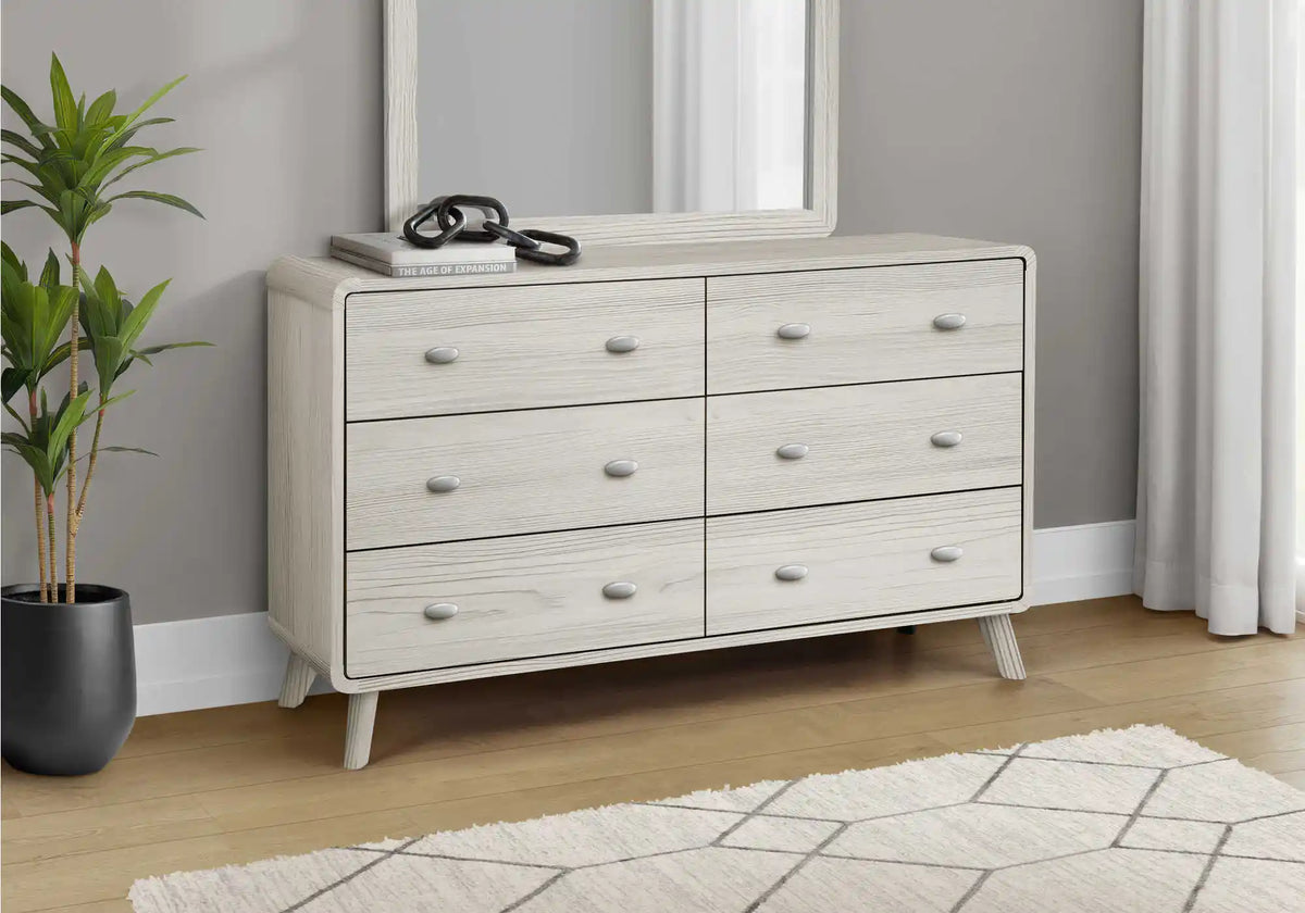 Commode 6 tiroirs Monarch Specialties – Fini chêne gris