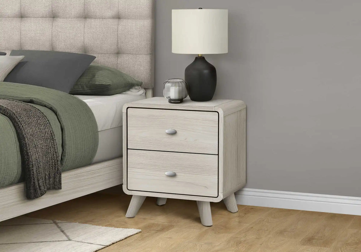 Ensemble de chambre Queen 5 pièces – Chêne gris et tissu beige