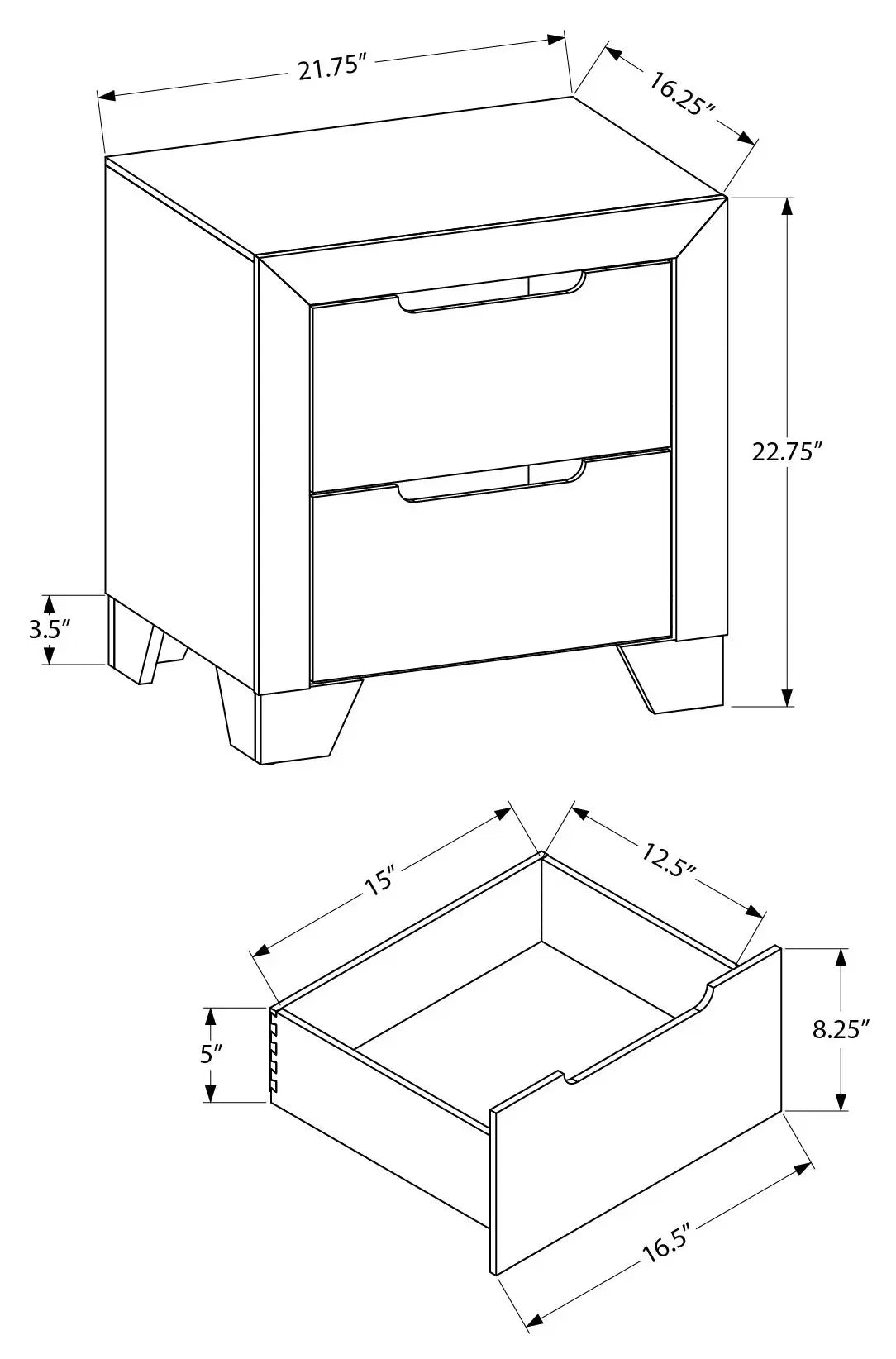 Table de chevet blanche à 2 tiroirs – Monarch Specialties