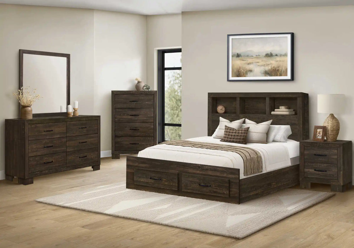 Ensemble de chambre Queen 5 pièces – Fini chêne rustique
