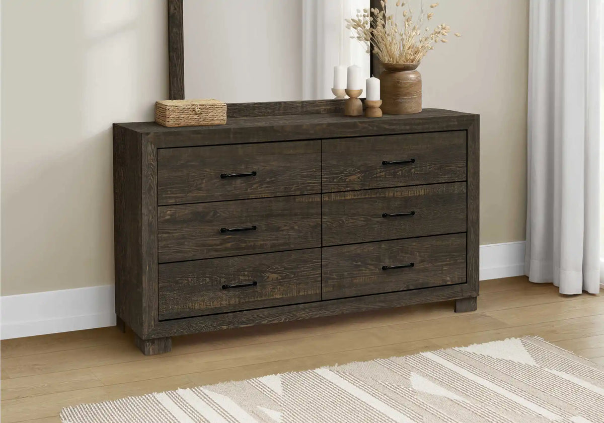 Ensemble de chambre Queen 5 pièces – Fini chêne rustique