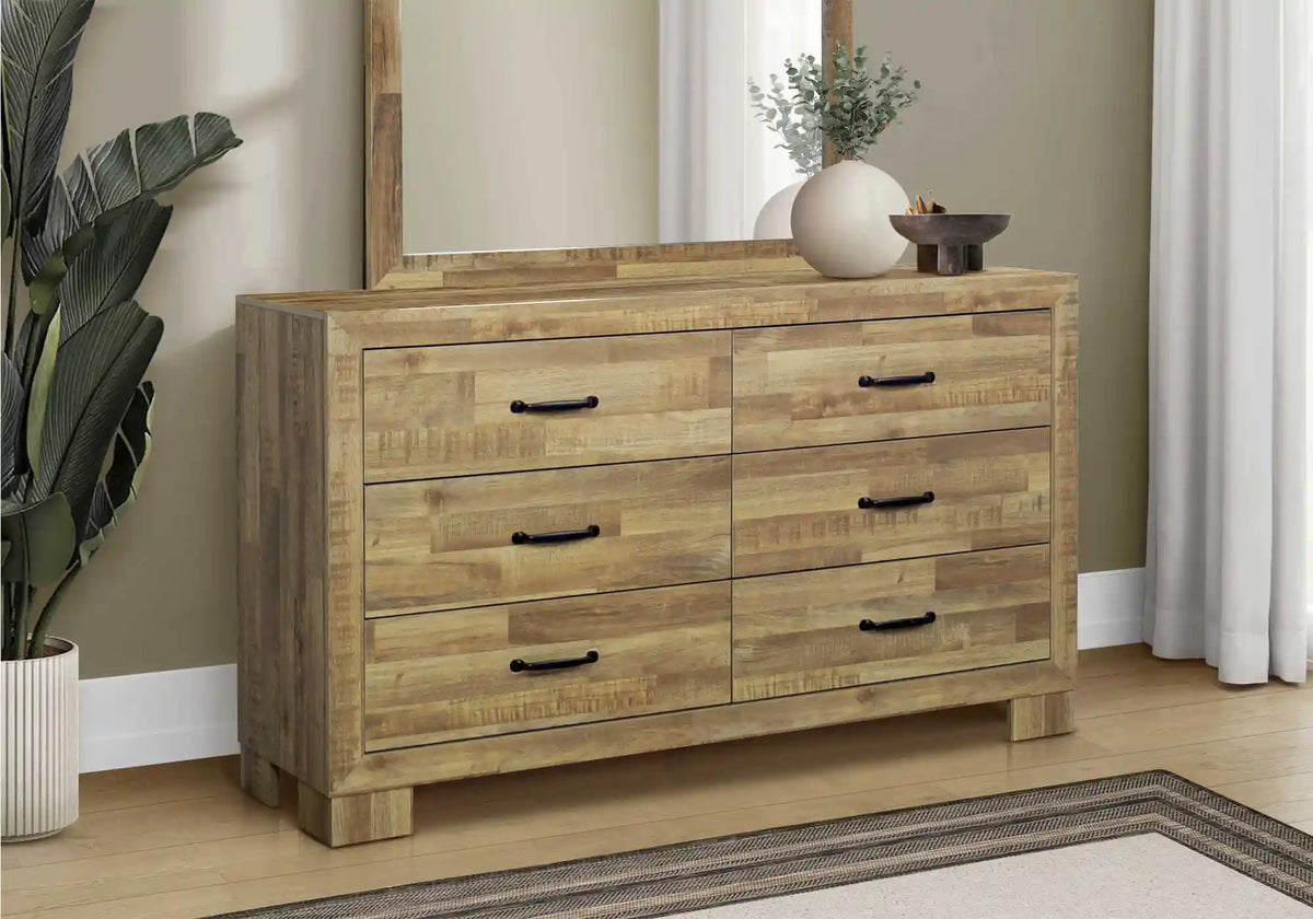 Ensemble de chambre Queen 5 pièces – Fini chêne moyen