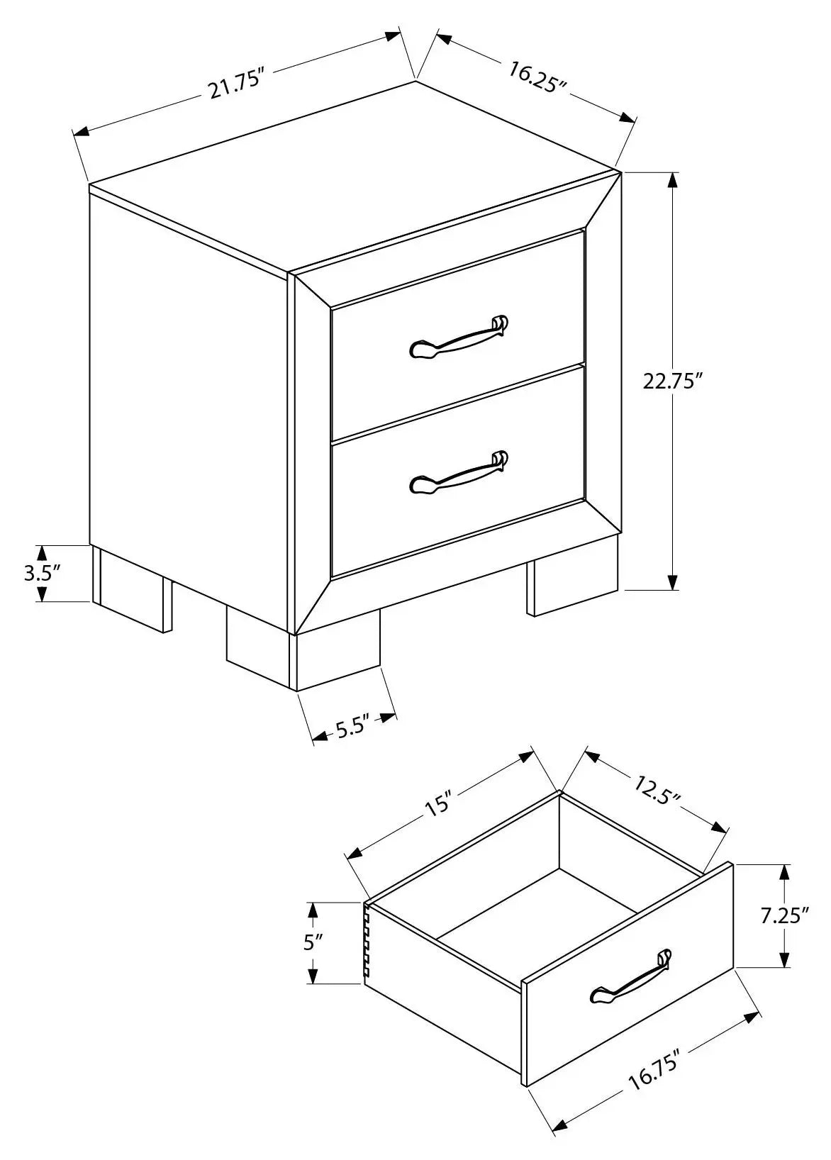 Ensemble de chambre Queen 5 pièces – Fini chêne moyen