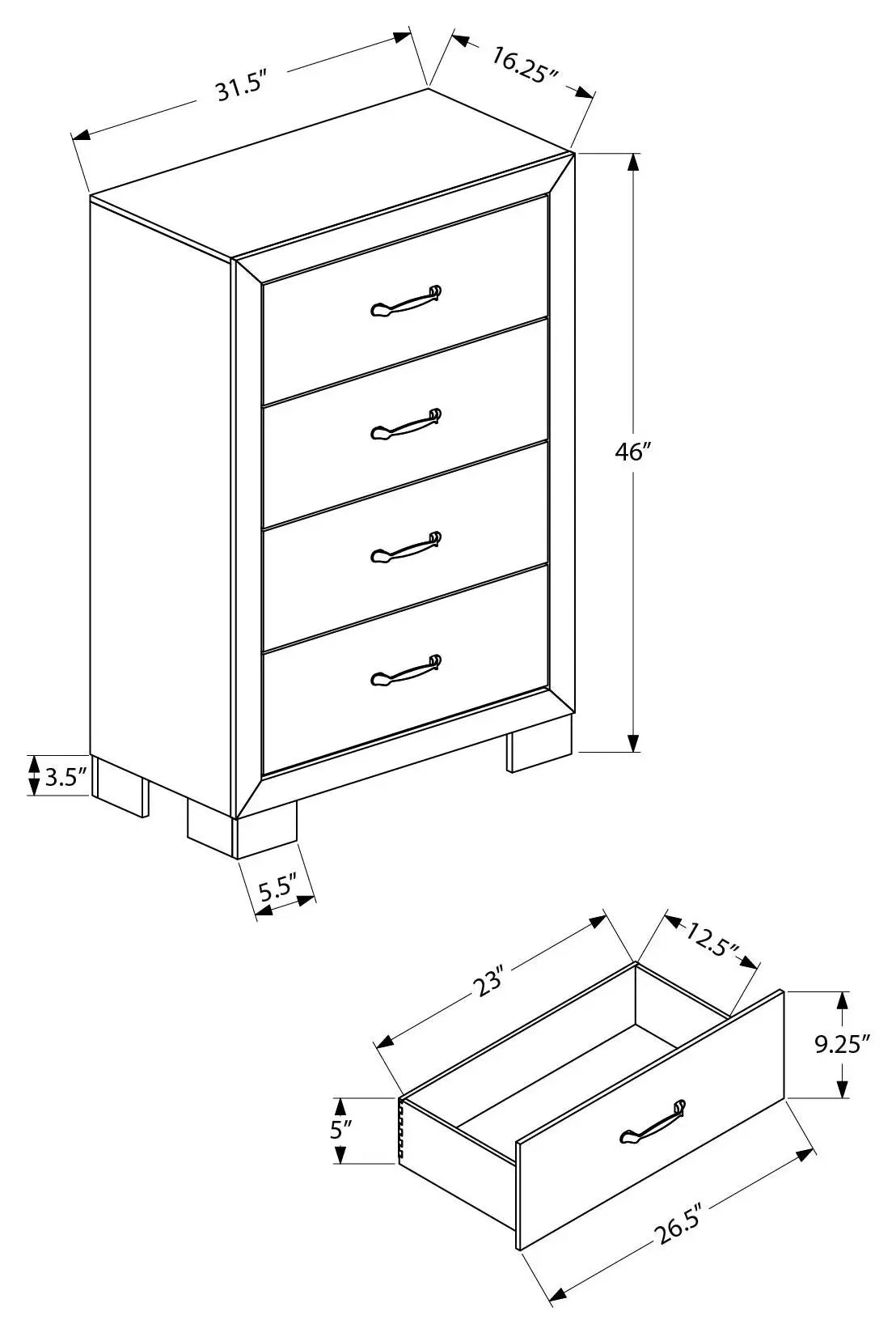 Ensemble de chambre Queen 5 pièces – Fini chêne moyen