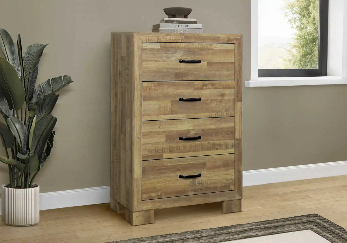 Ensemble de chambre Queen 5 pièces – Fini chêne moyen