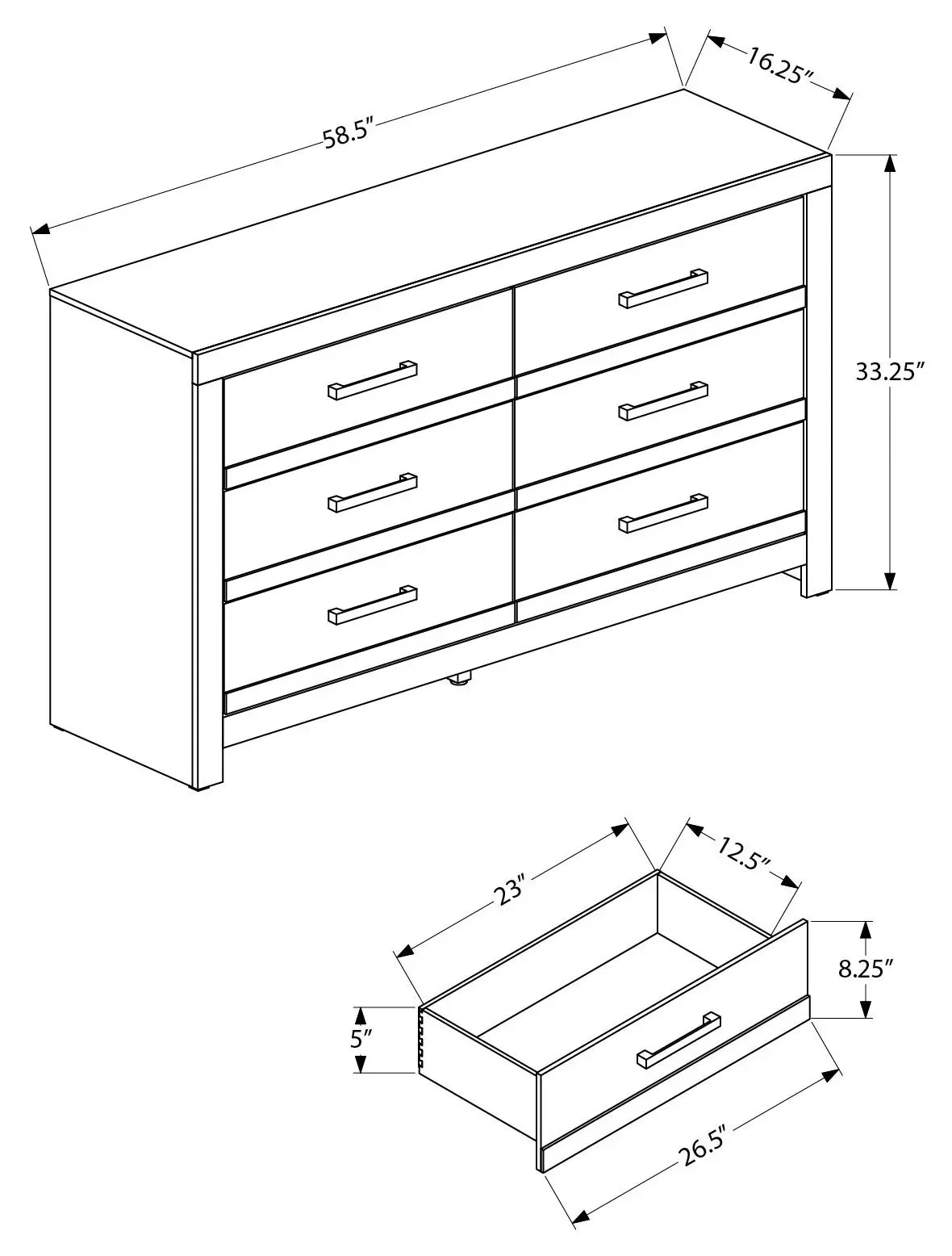 Commode 6 tiroirs – Fini naturel