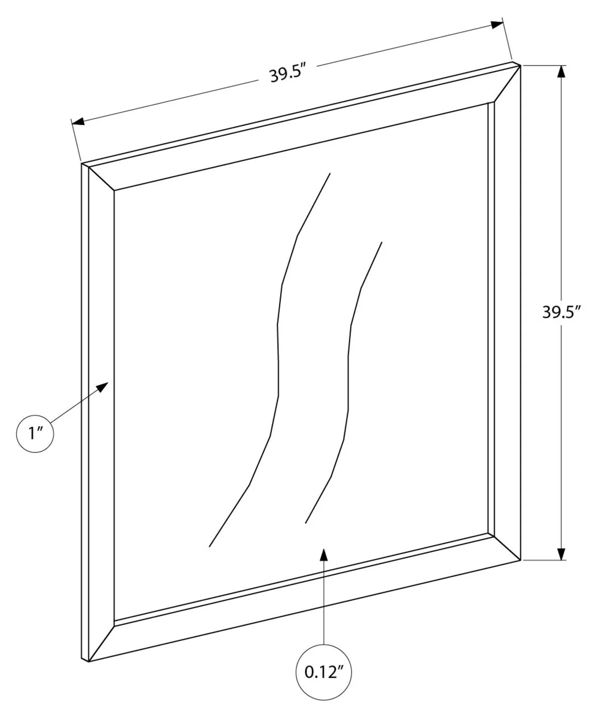 Miroir mural carré pour chambre – Fini naturel