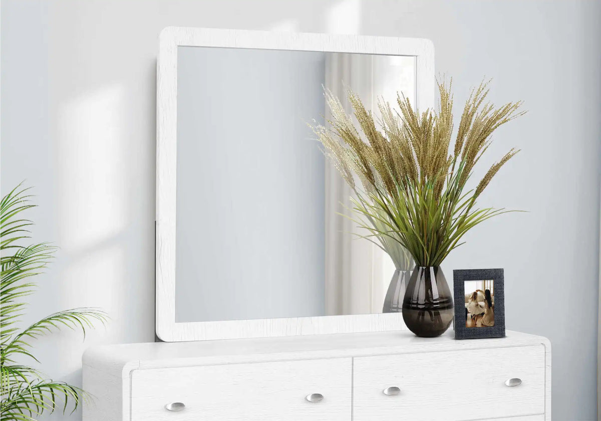 Ensemble de chambre Queen 5 pièces – Tissu gris et fini chêne blanc