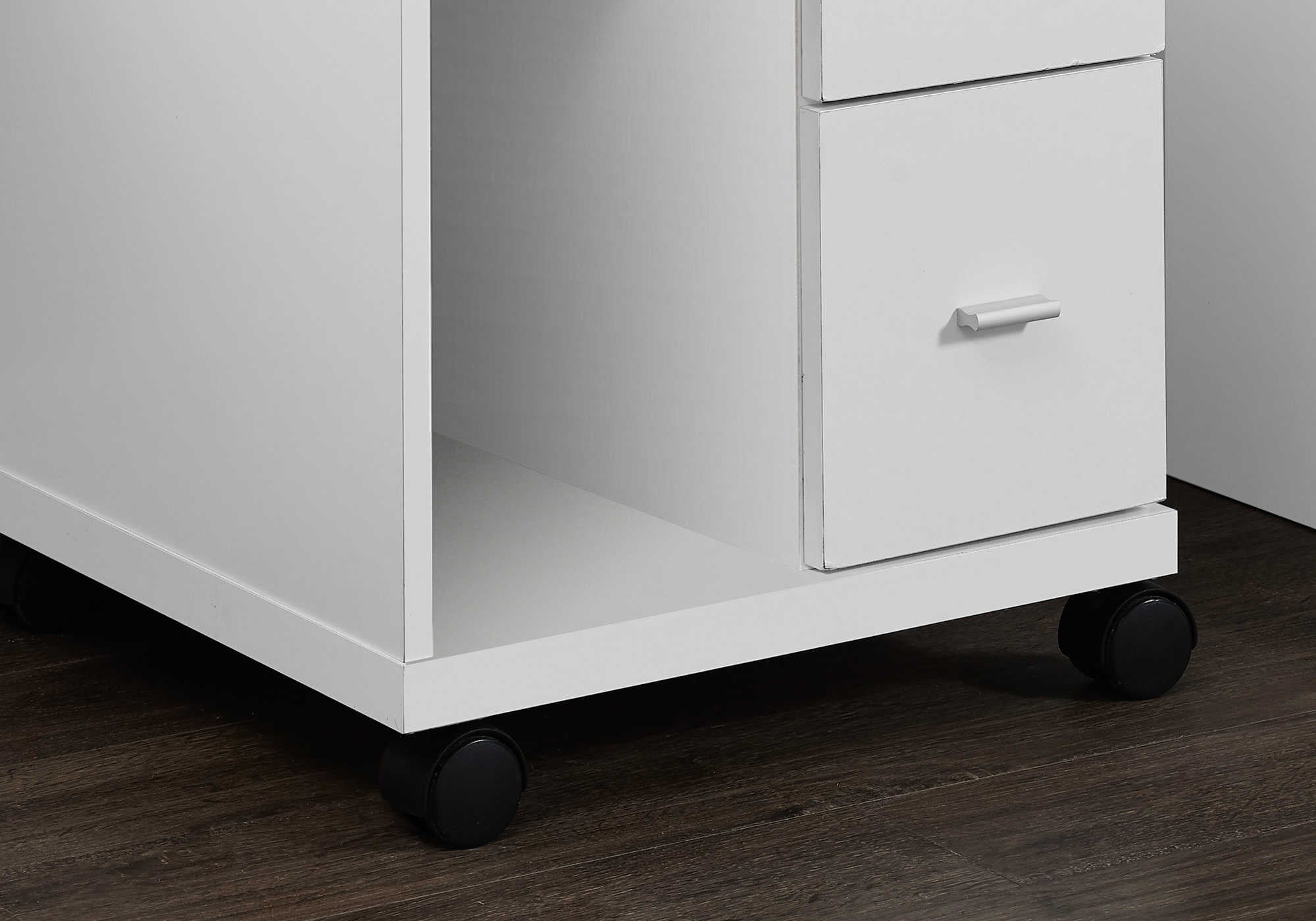 MEUBLE DE BUREAU - BLANC AVEC 2 TIROIRS SUR ROULETTES ( Meuble Mtl ) 