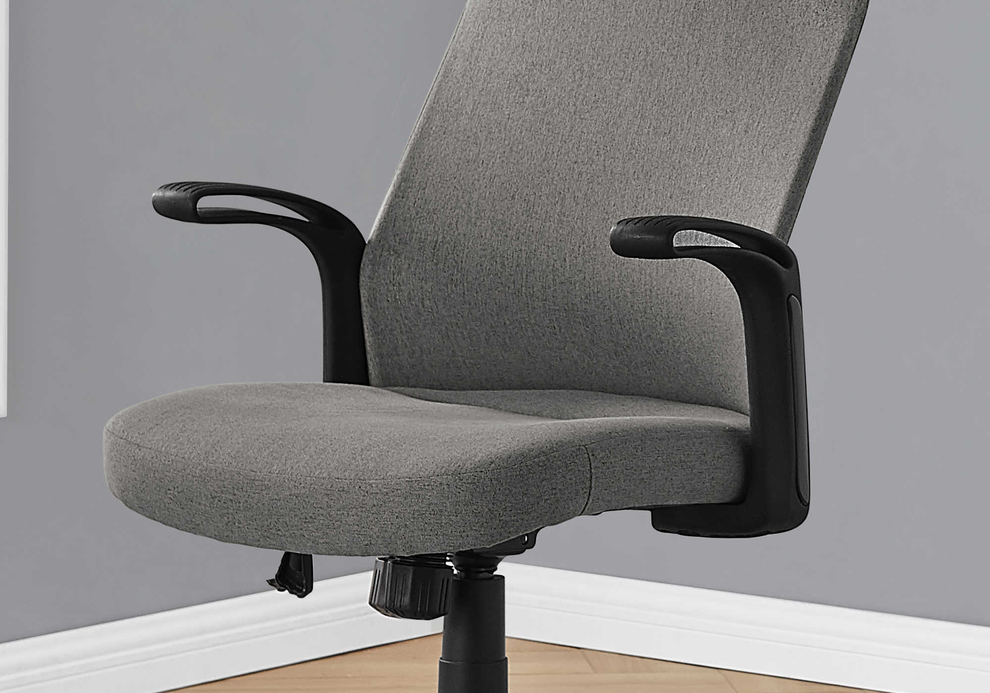 CHAISE DE BUREAU - NOIR / TISSU GRIS FONCÉ / MULTIPOSITIONS ( Meuble Mtl ) 