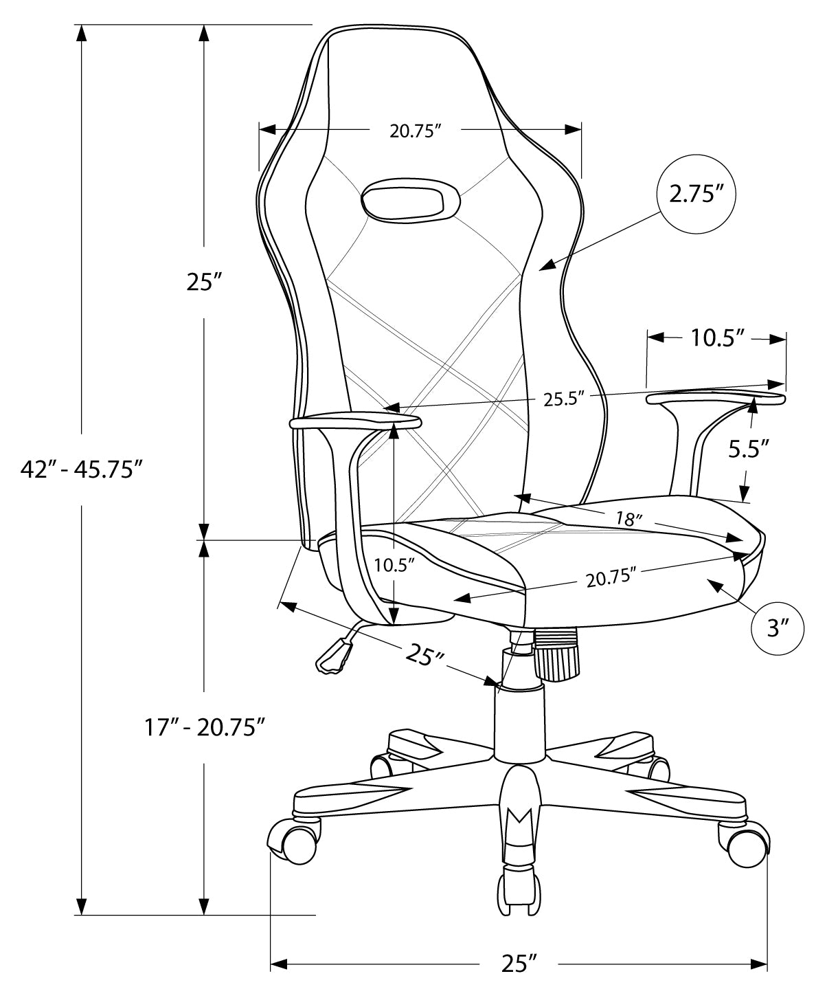 CHAISE DE BUREAU - GAMING / NOIR / SIMILI-CUIR BLEU ( Meuble Mtl ) 