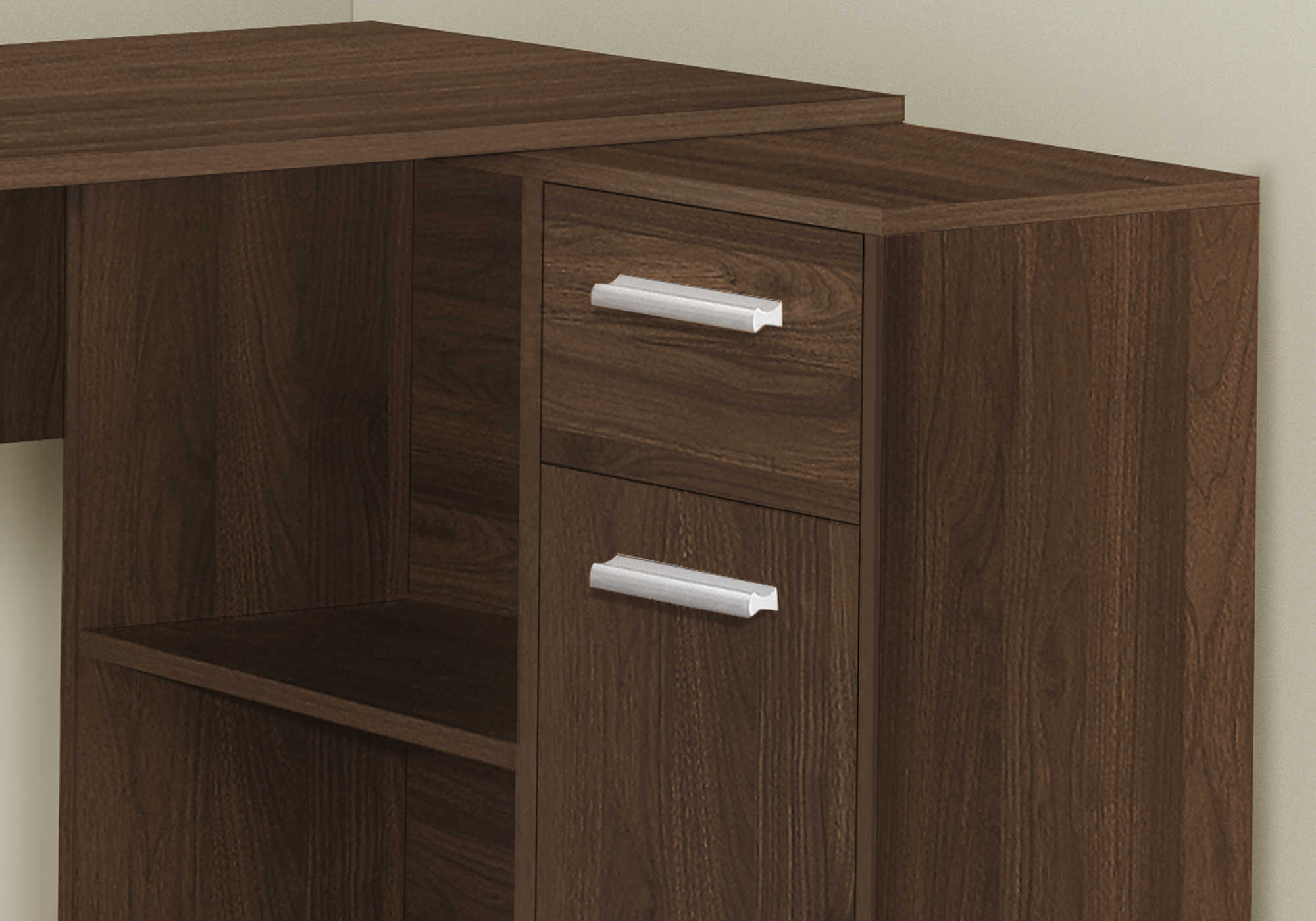 BUREAU D'ORDINATEUR - 46"L / NOYER FONCÉ / ARMOIRE DE RANGEMENT ( Meuble Mtl ) 