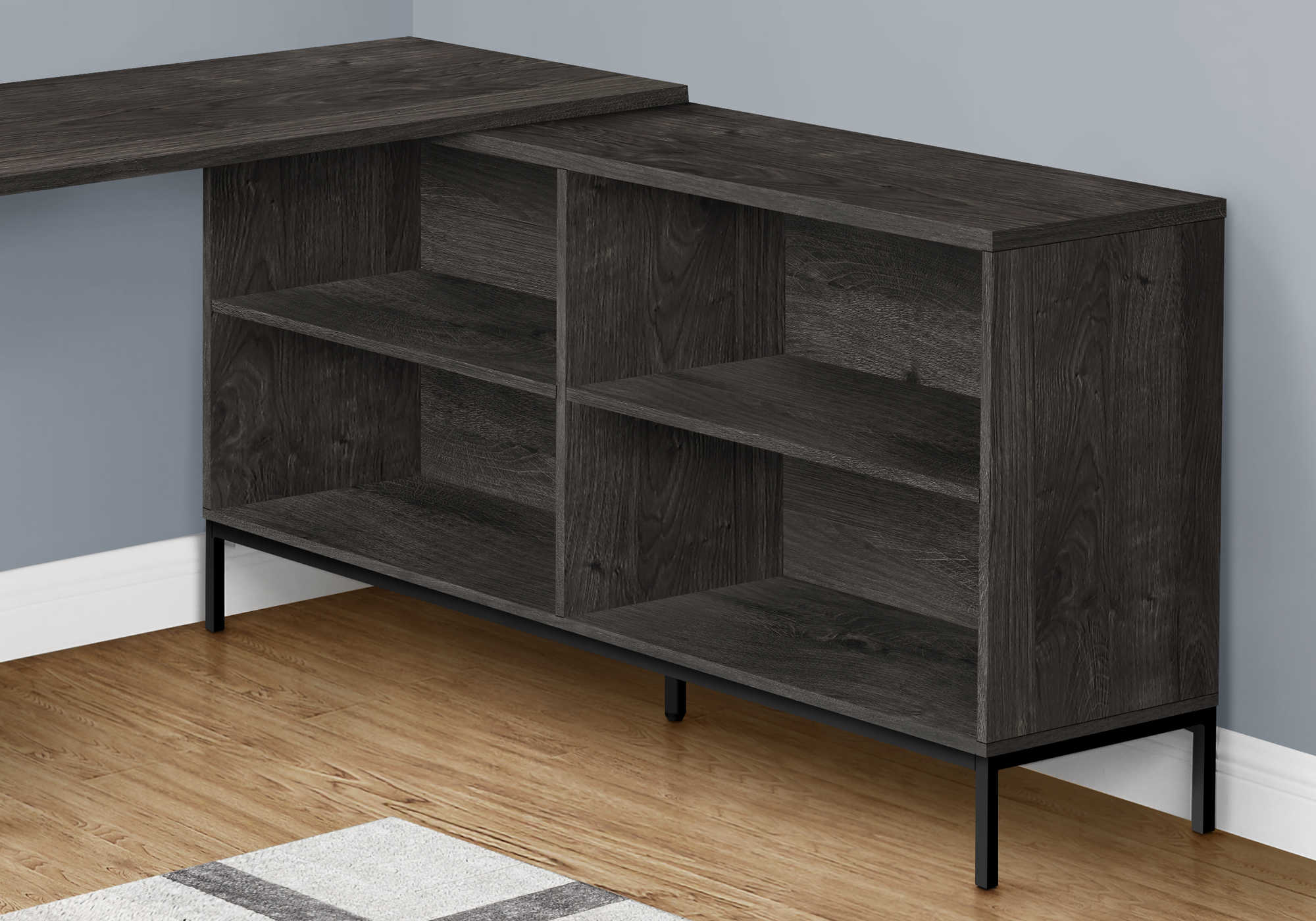 BUREAU D'ORDINATEUR - 60"L / COIN EN L GRIS FONCÉ ( Meuble Mtl ) 