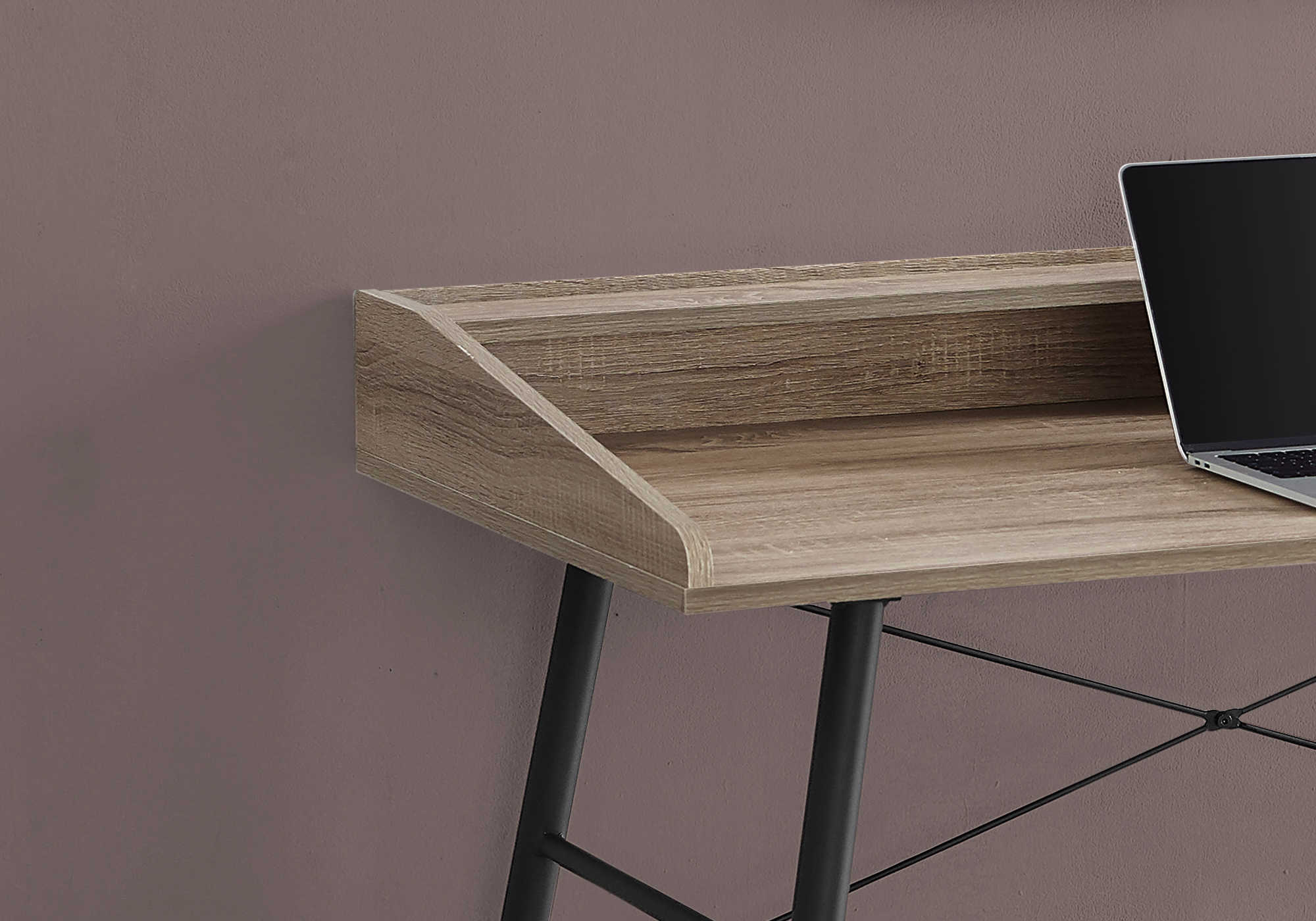 BUREAU D'ORDINATEUR - 48"L / TAUPE FONCE / METAL NOIR ( Meuble Mtl )