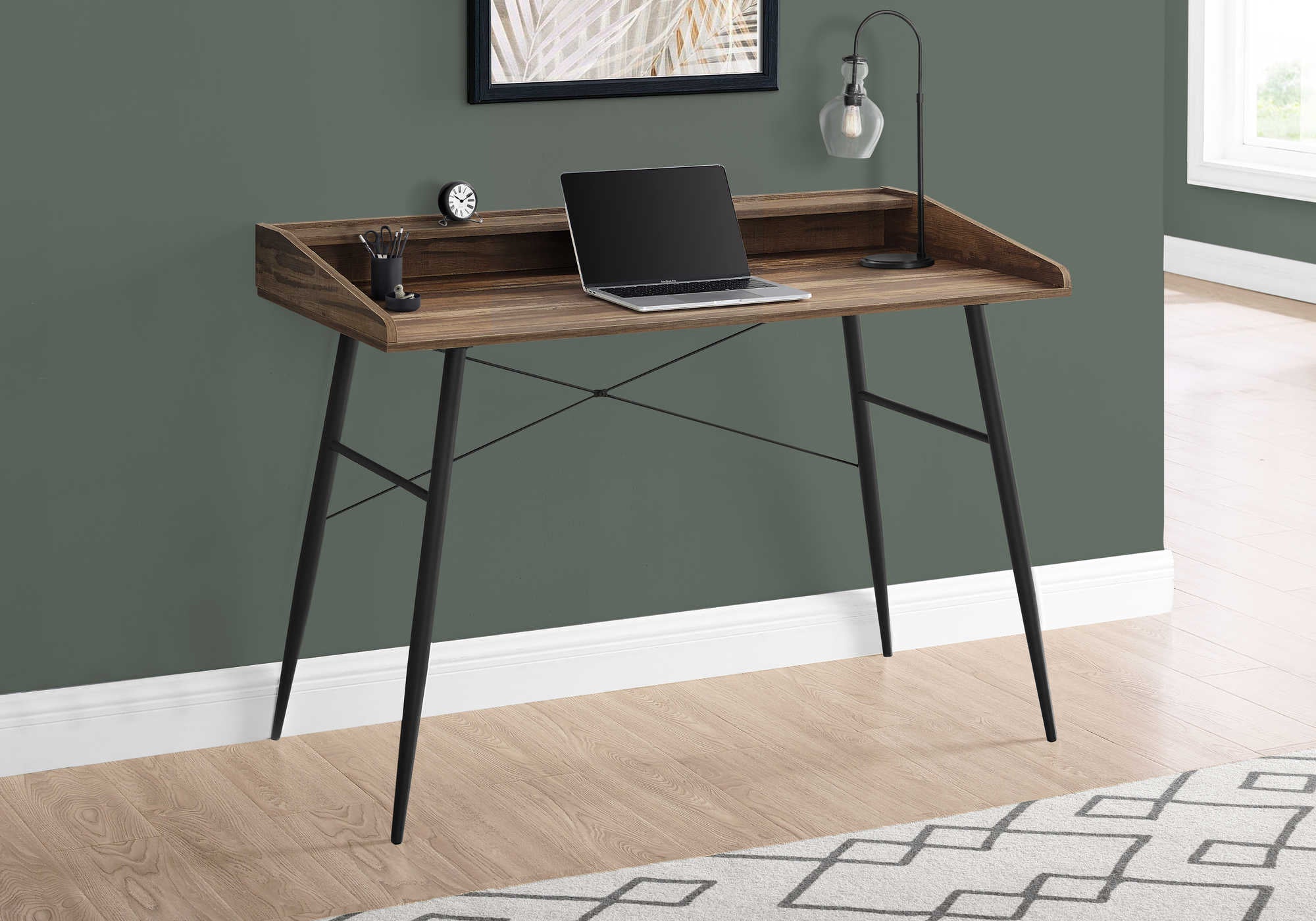 BUREAU D'ORDINATEUR - 48"L / BOIS DE RÉCUPÉRATION BRUN / MÉTAL NOIR Meuble Mtl ) 
