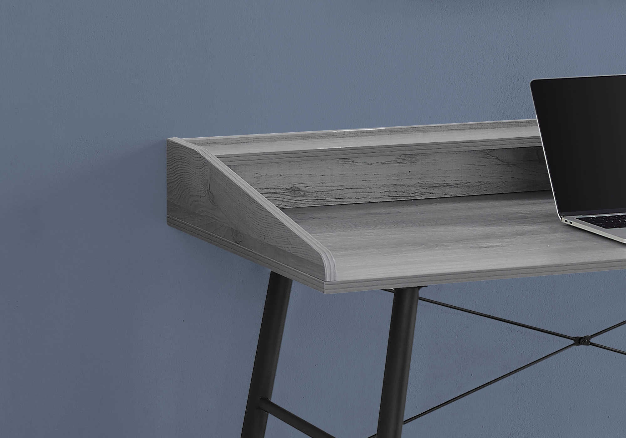 BUREAU D'ORDINATEUR - 48"L / GRIS / METAL NOIR ( Meuble Mtl )