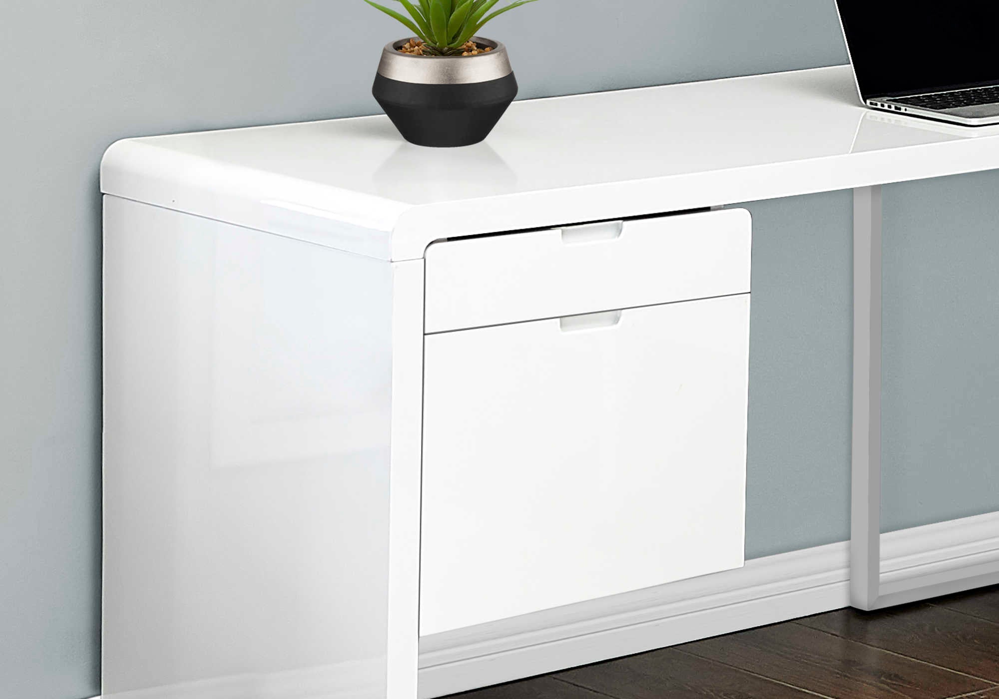BUREAU D'ORDINATEUR - 72"L / BLANC TRÈS BRILLANT GAUCHE/DROIT FACE ( Meuble Mtl ) 