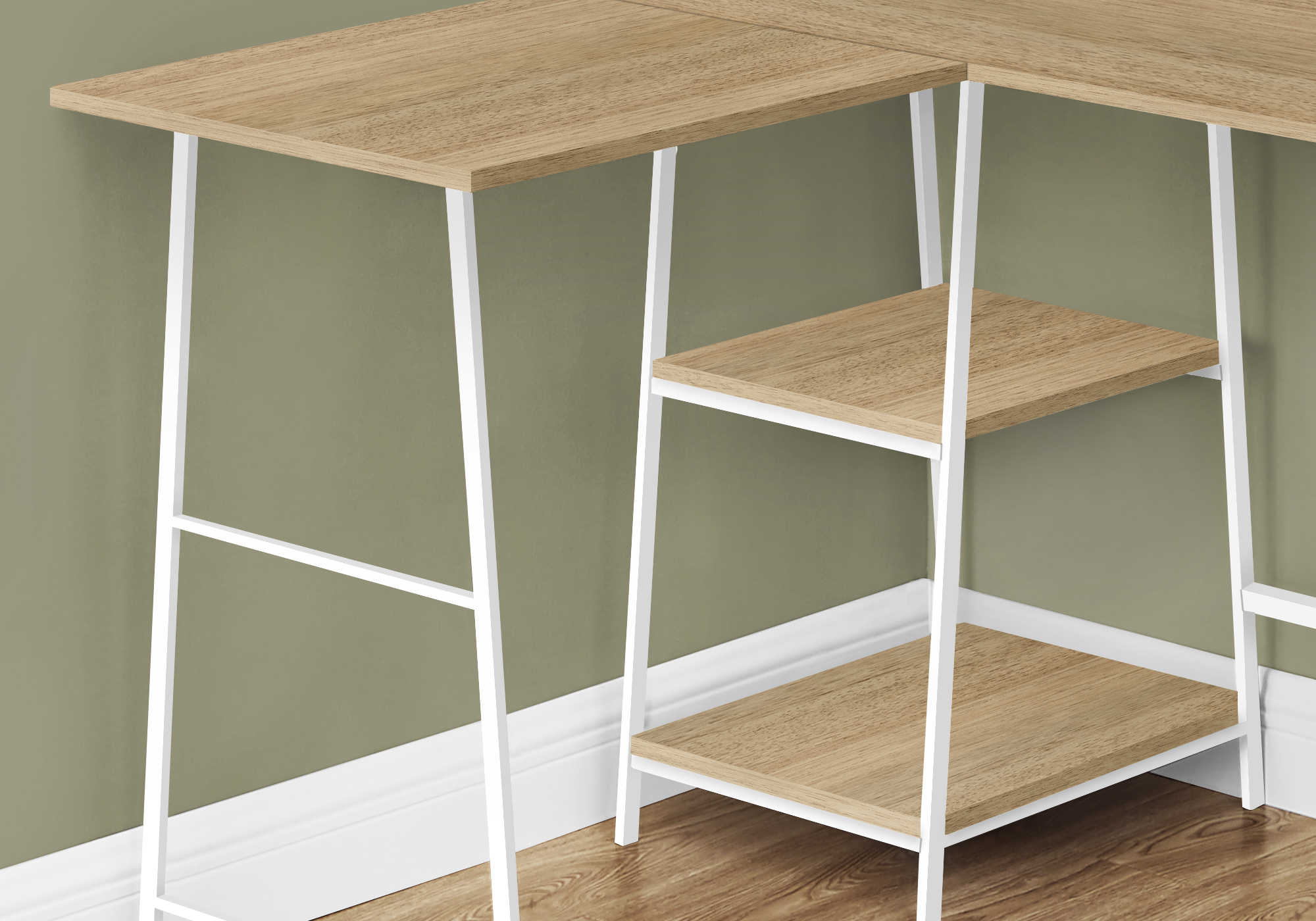 BUREAU D'ORDINATEUR - 48"L / DESSUS NATUREL / COIN METAL BLANC ( Meuble Mtl ) 