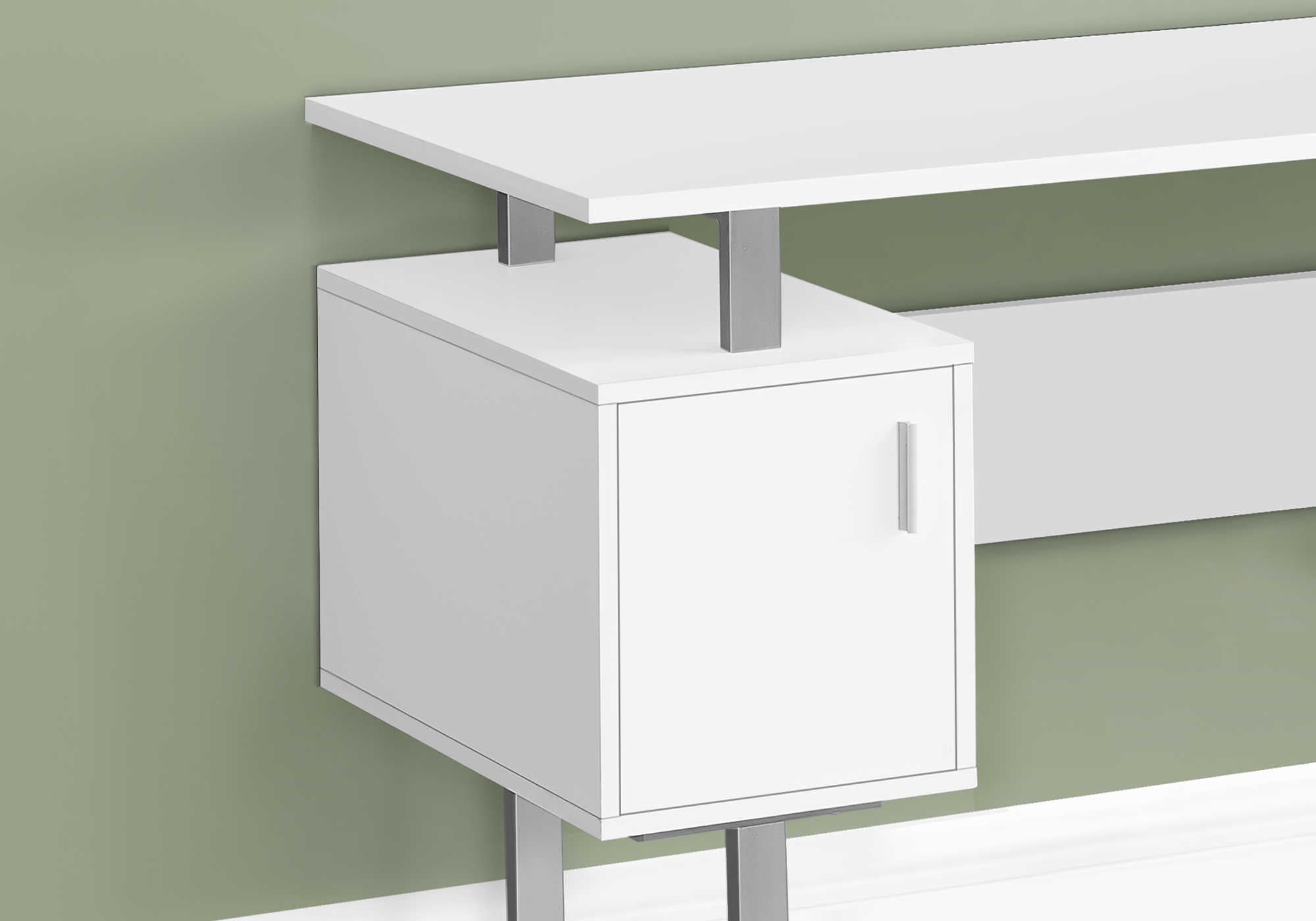 BUREAU D'ORDINATEUR - 48"L / BLANC / METAL ARGENT ( Meuble Mtl ) 