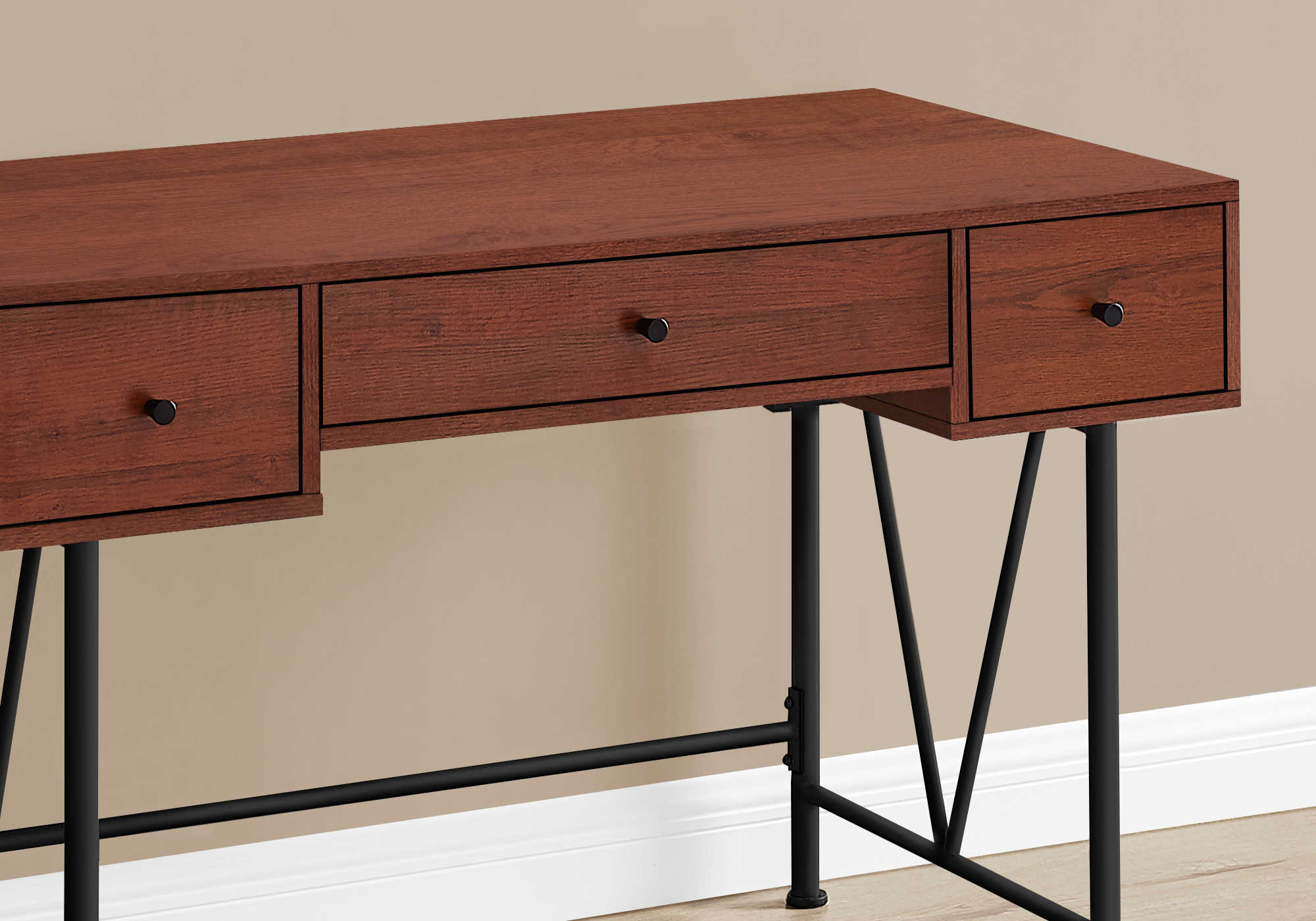 BUREAU D'ORDINATEUR - 48"L / CERISE / METAL NOIR ( Meuble Mtl ) 
