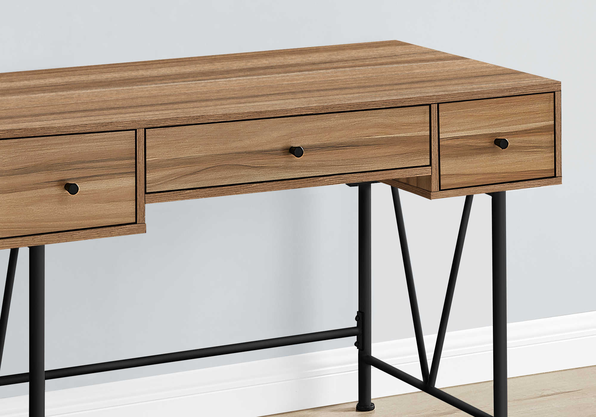 BUREAU D'ORDINATEUR - 48"L / BOIS DE RÉCUPÉRATION LÉGER / MÉTAL NOIR ( Meuble Mtl ) 
