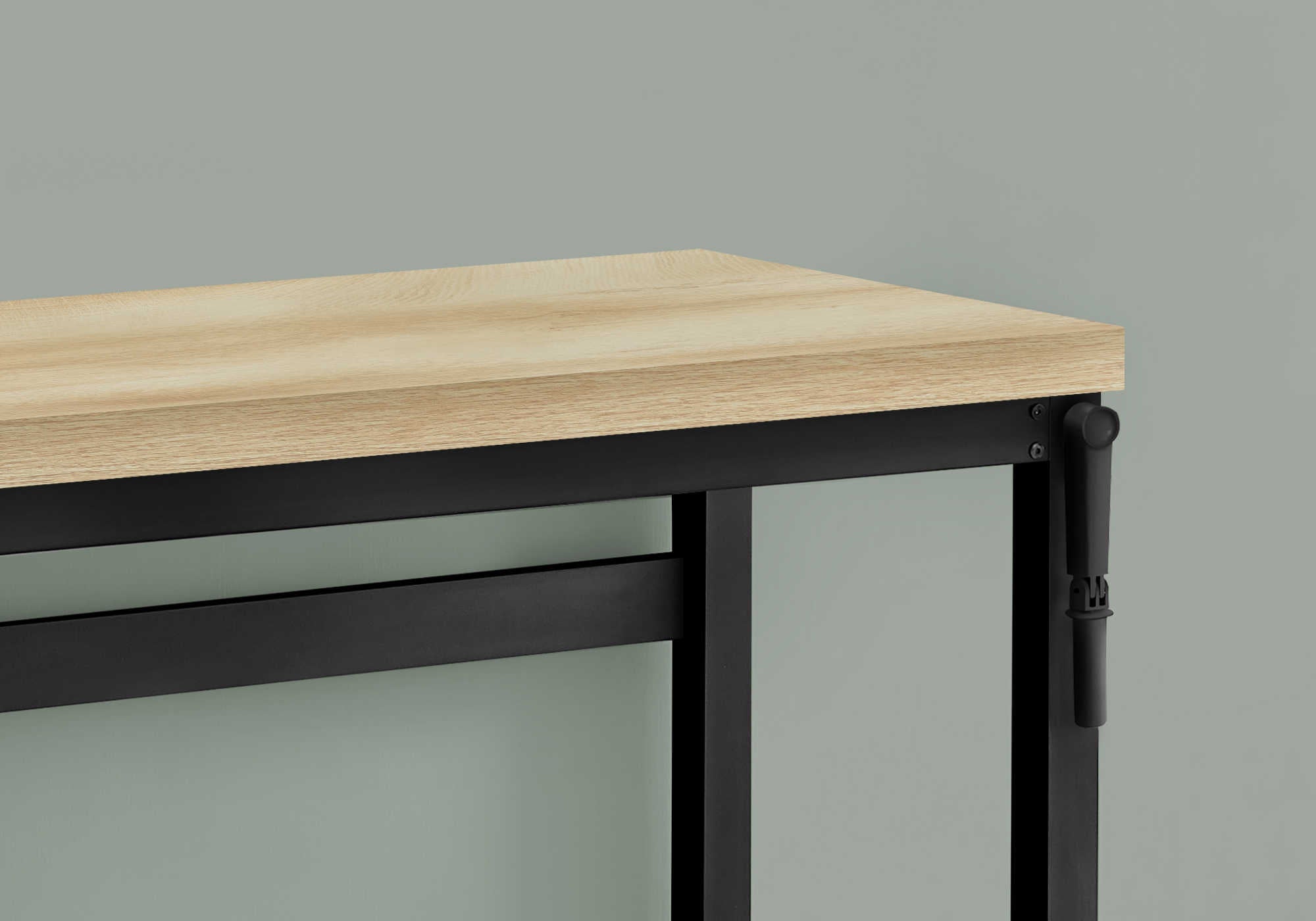BUREAU D'ORDINATEUR - 48"L / NATUREL / HAUTEUR AJUSTABLE / METAL NOIR ( Meuble Mtl ) 