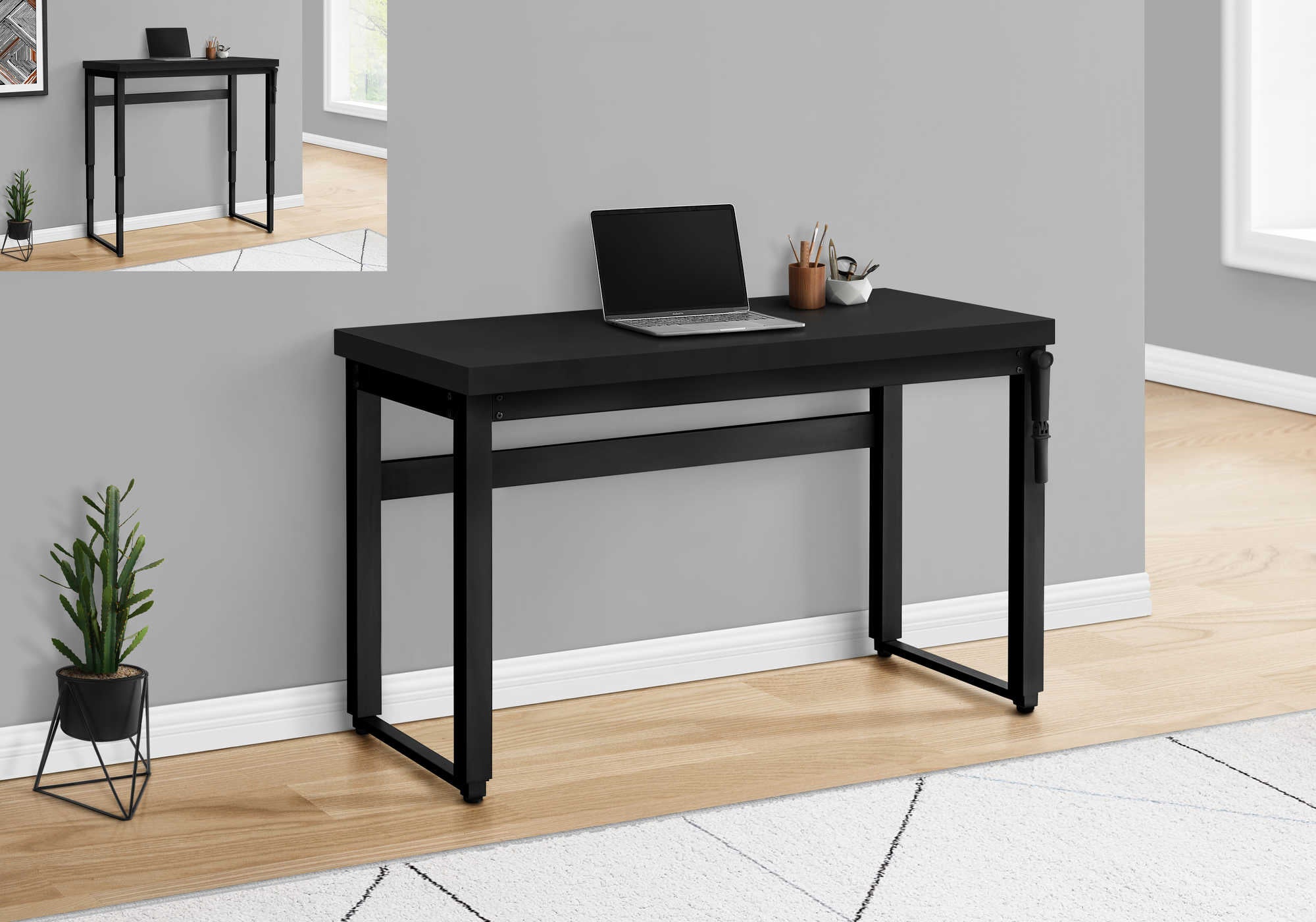 BUREAU D'ORDINATEUR - 48"L / NOIR / HAUTEUR AJUSTABLE/ METAL NOIR ( Meuble Mtl ) 