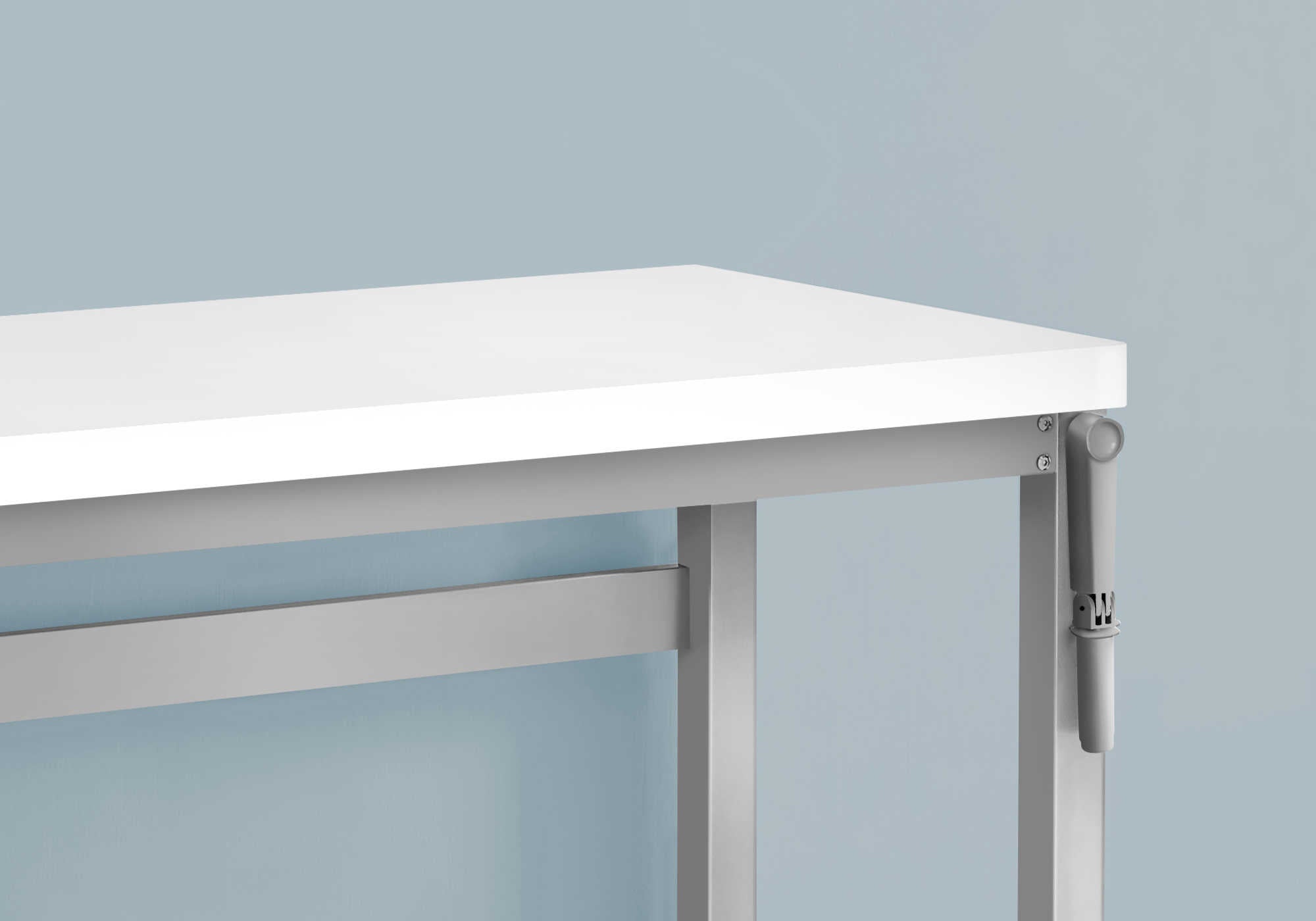 BUREAU D'ORDINATEUR - 48"L / BLANC / HAUTEUR AJUSTABLE/ METAL ARGENT ( Meuble Mtl ) 