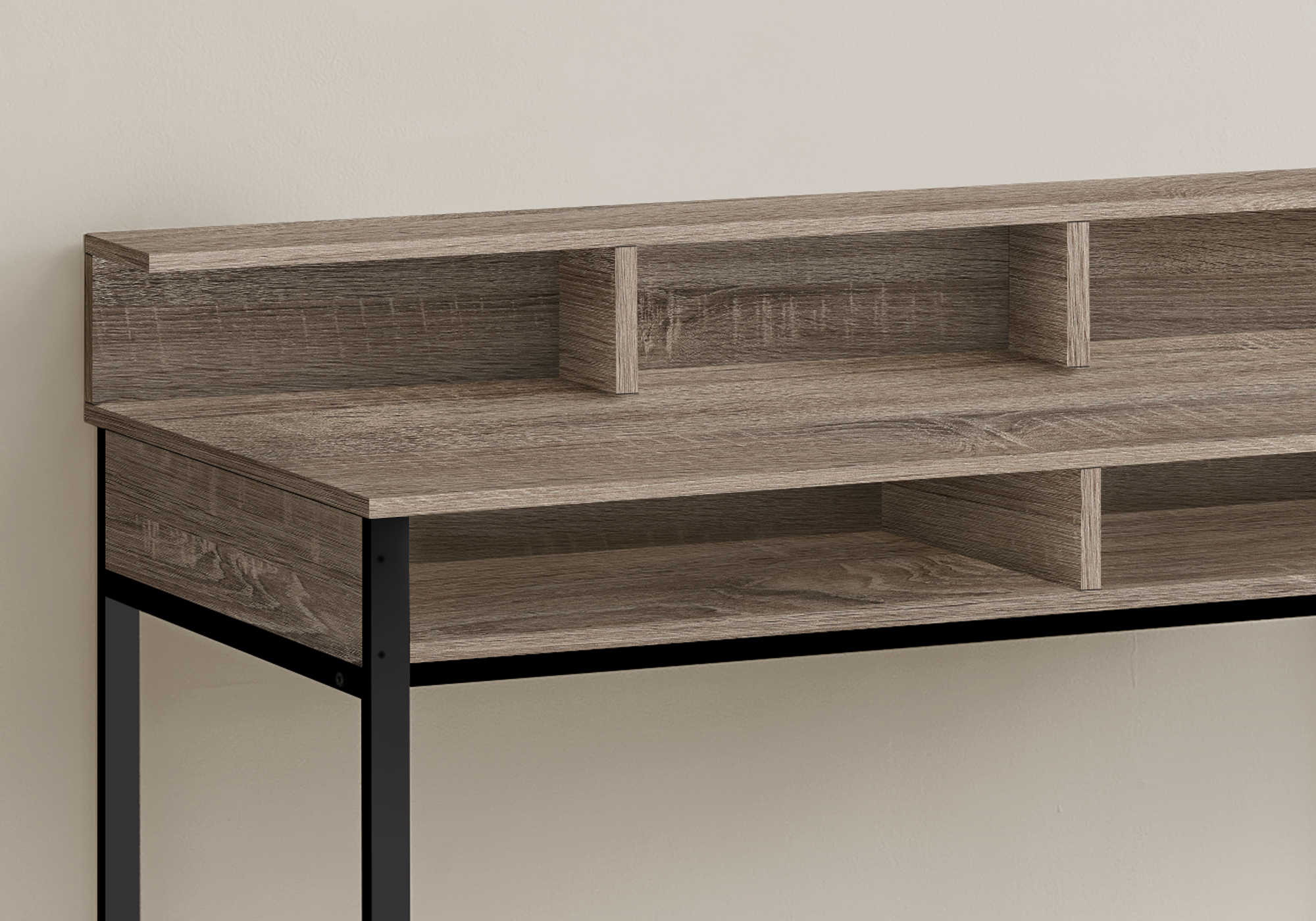 BUREAU D'ORDINATEUR - 48"L / TAUPE FONCE / HAUTEUR DEBOUT NOIR ( Meuble Mtl ) 