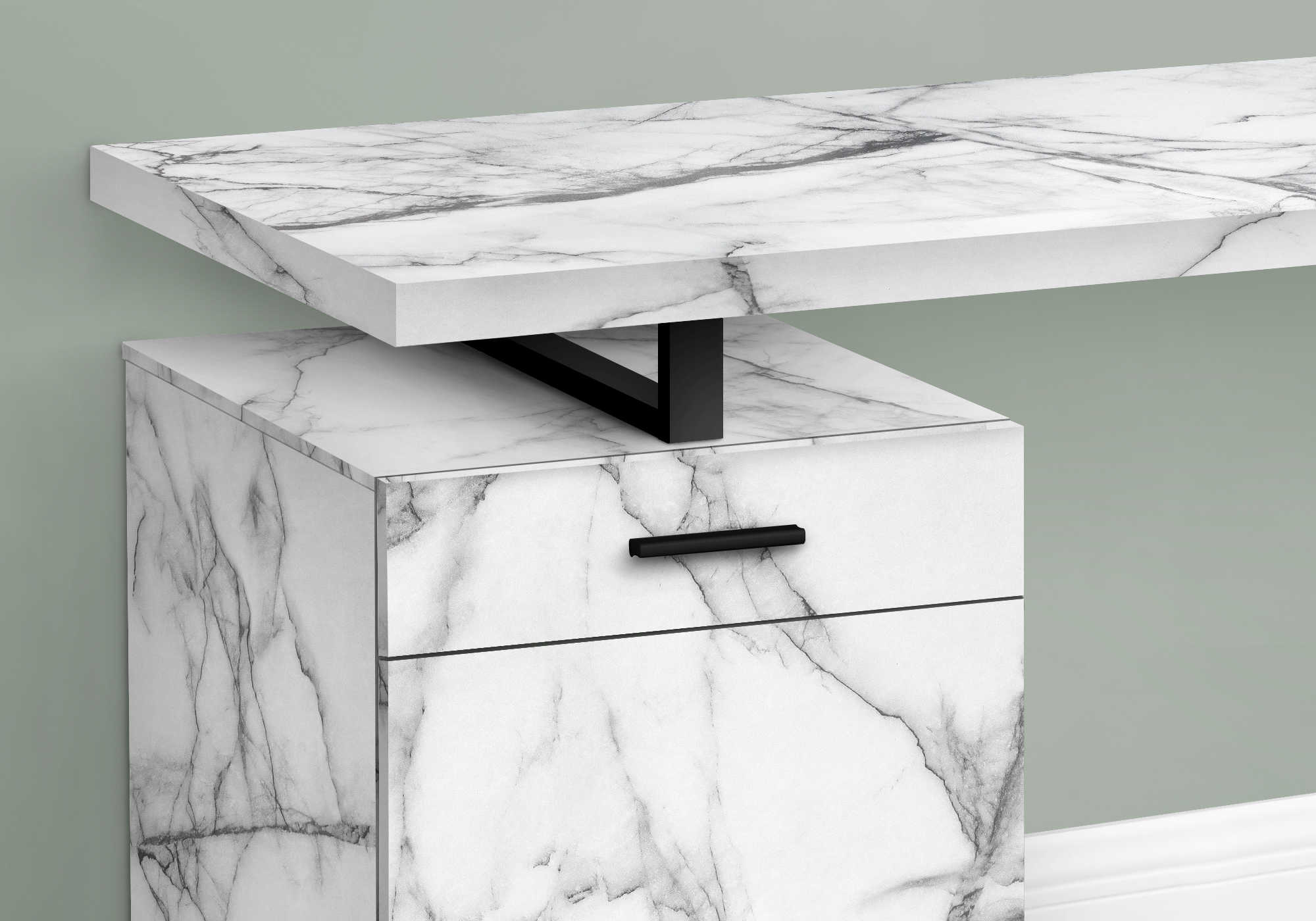 BUREAU D'ORDINATEUR - 48"L / MARBRE BLANC ORIENTATION GAUCHE OU DROITE ( Meuble Mtl ) 