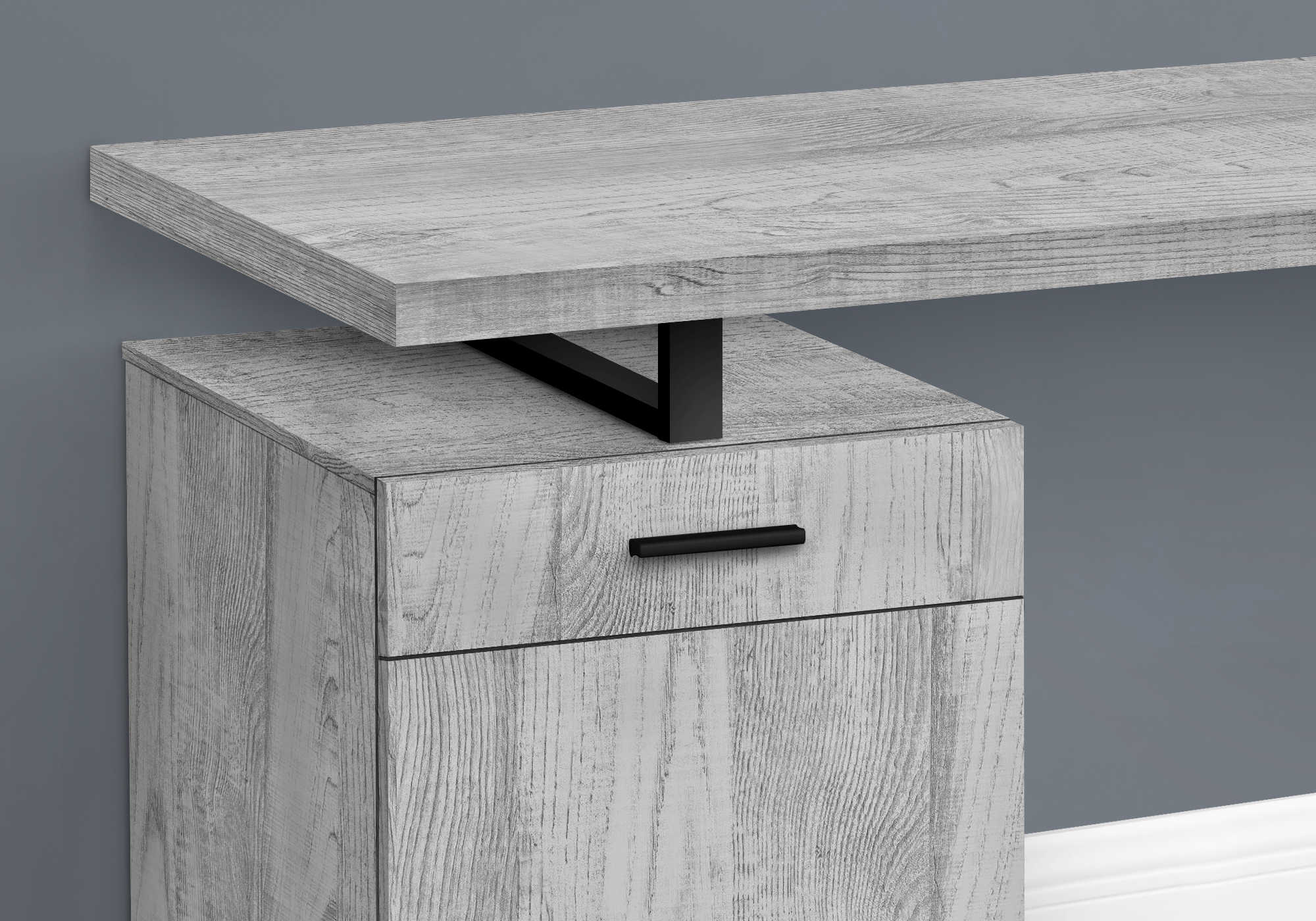 BUREAU D'ORDINATEUR - 48"L / GRIS ORIENTATION GAUCHE OU DROITE 