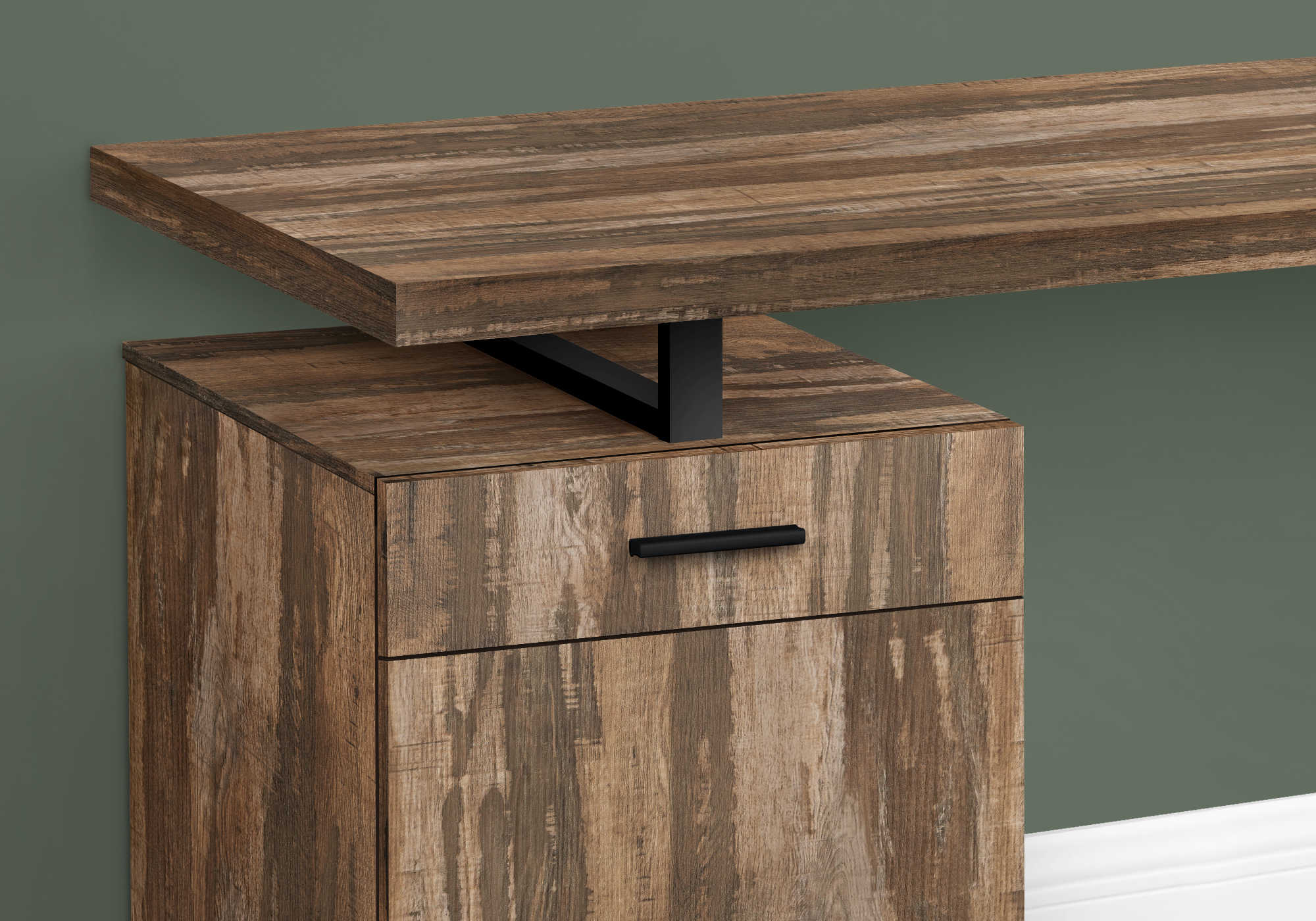 BUREAU D'ORDINATEUR - 48"L / BRUN RÉCUPÉRÉ ORIENTATION GAUCHE/DROITE ( Meuble Mtl ) 