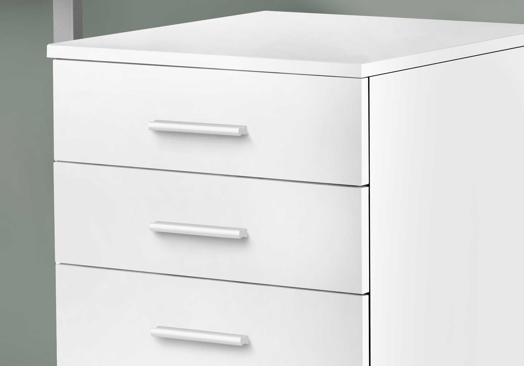 CLASSEUR - 3 TIROIRS / BLANC SUR ROULETTES ( Meuble Mtl ) 
