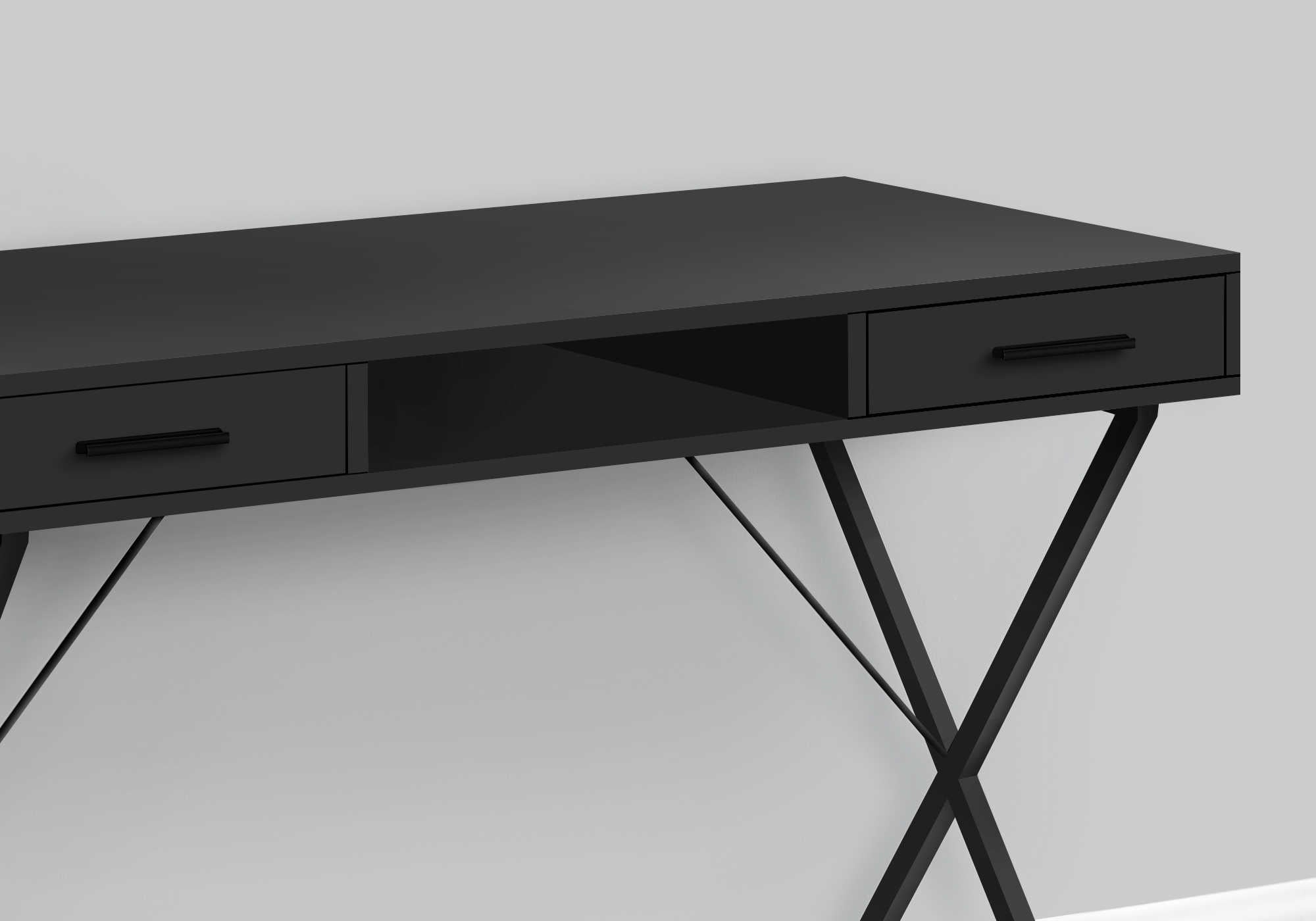 BUREAU D'ORDINATEUR - 42"L / NOIR / MÉTAL NOIR ( Meuble Mtl ) 