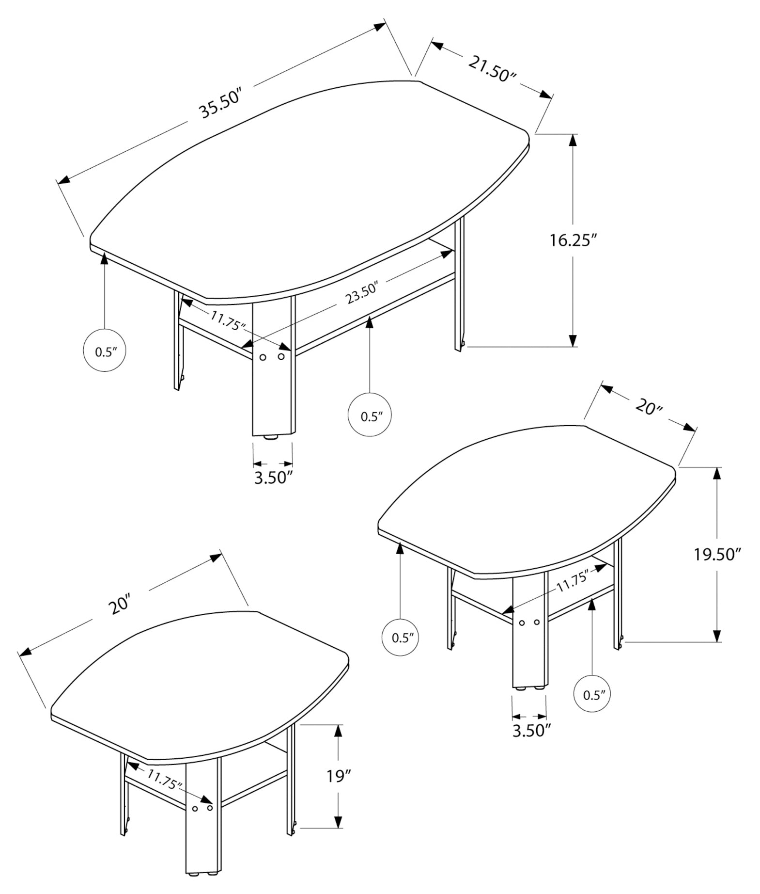 SET DE TABLE - SET 3PCS / GRIS INDUSTRIEL ( Meuble Mtl ) 