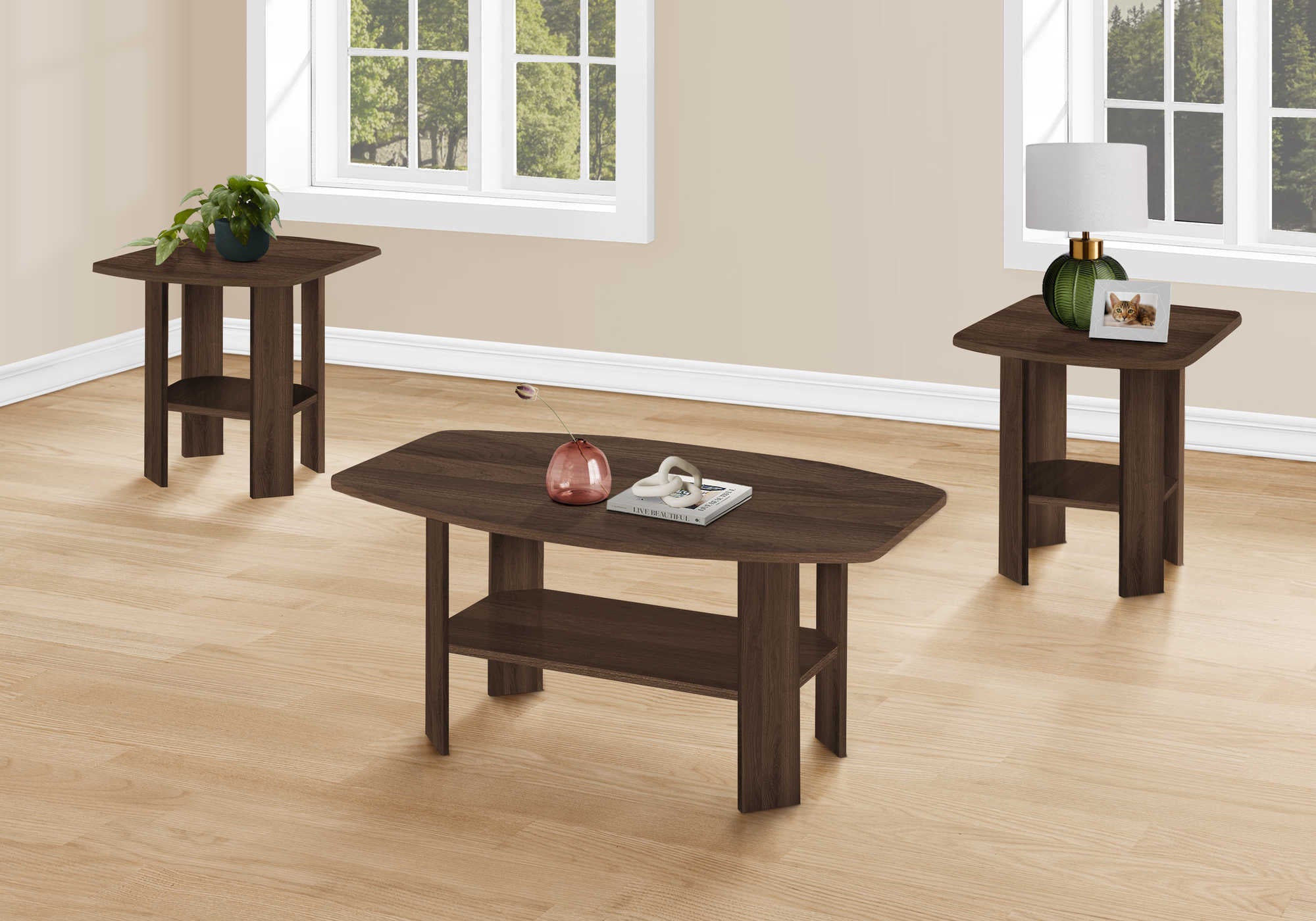 SET DE TABLE - 3PCS / NOYER FONCÉ ( Meuble Mtl ) 