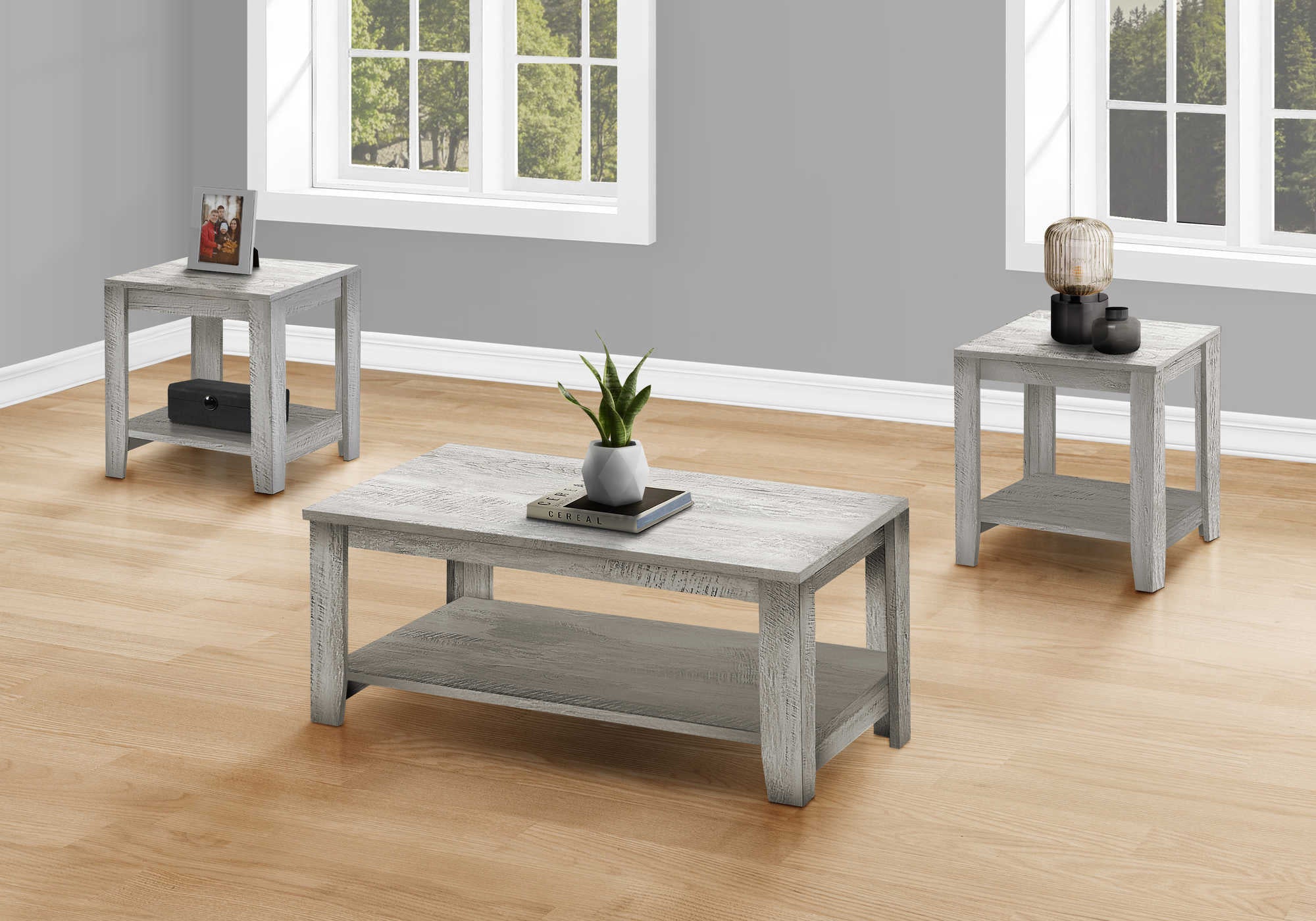 SET DE TABLE - SET 3PCS / GRIS INDUSTRIEL ( Meuble Mtl ) 