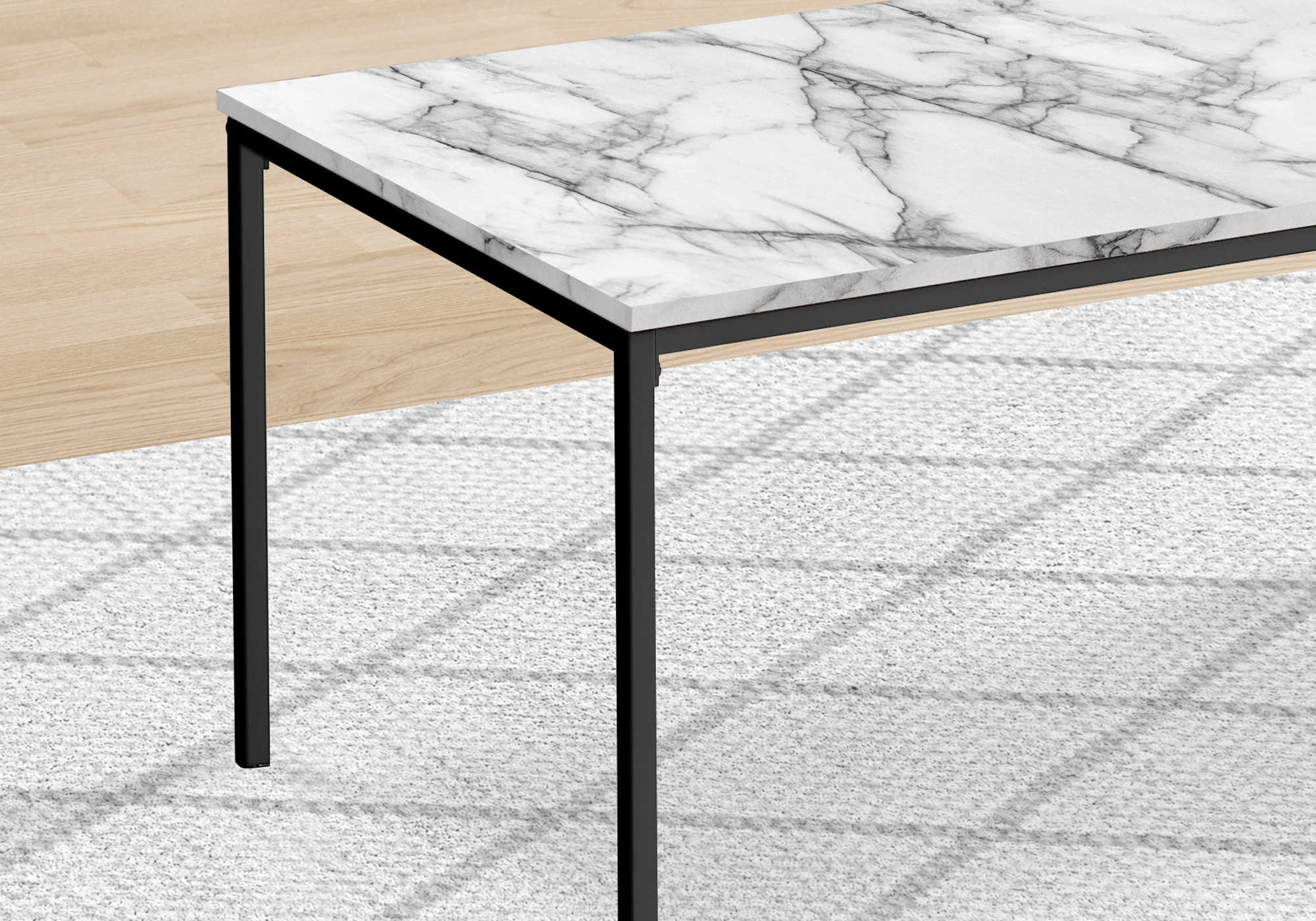 ENSEMBLE DE TABLE - ENSEMBLE 3PCS / MARBRE BLANC / MÉTAL NOIR
