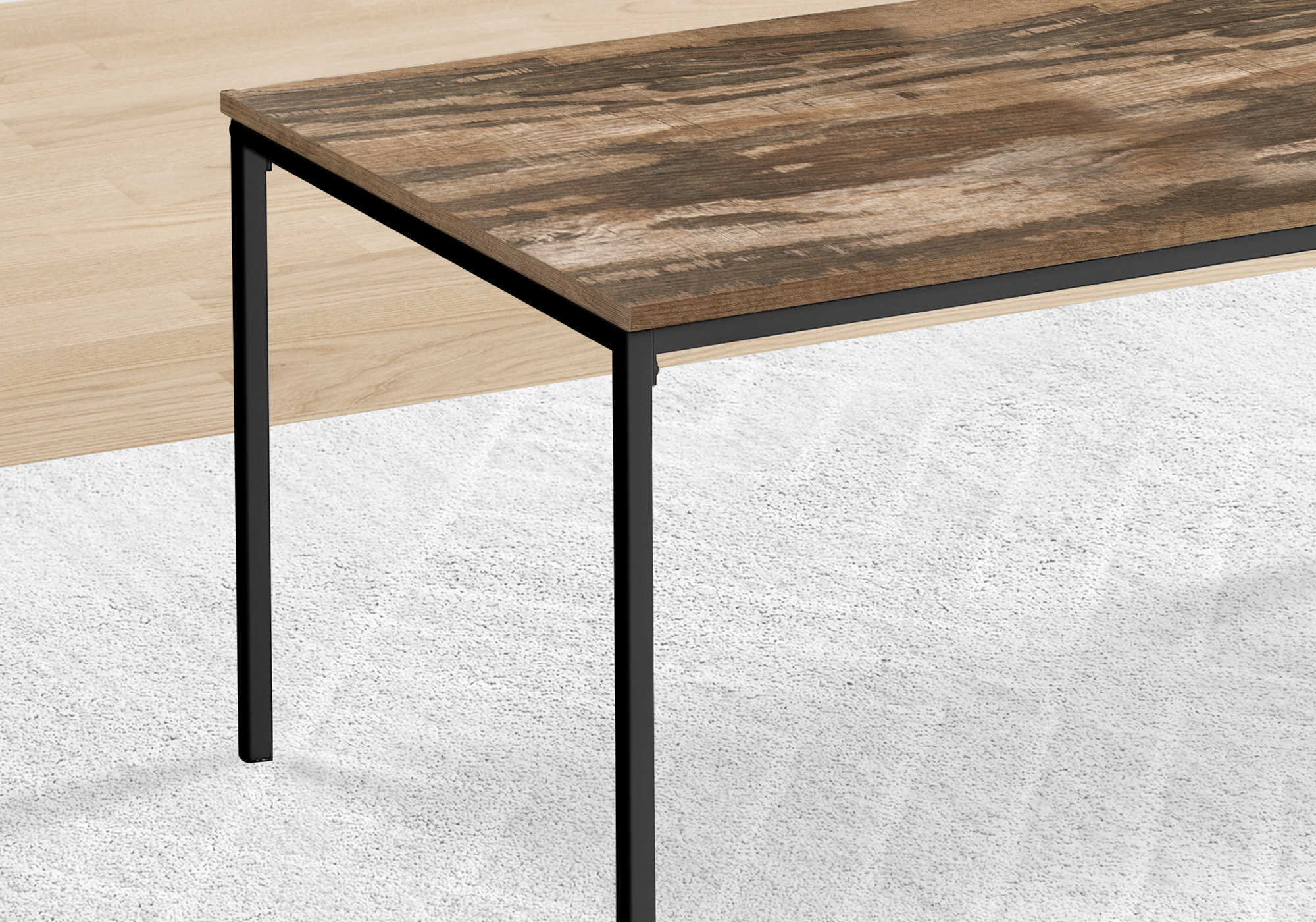 ENSEMBLE DE TABLE - ENSEMBLE 3PCS / BRUN RÉCUPÉRÉ / MÉTAL NOIR