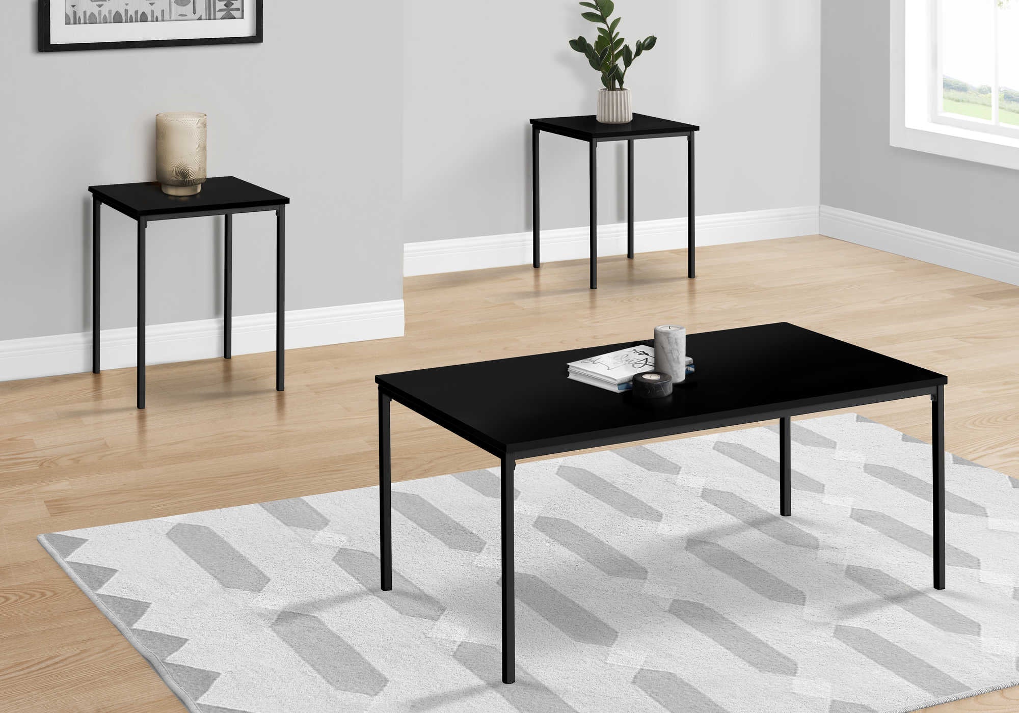 ENSEMBLE DE TABLE - ENSEMBLE 3PCS / NOIR / MÉTAL NOIR