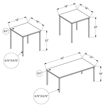 ENSEMBLE DE TABLE - ENSEMBLE 3PCS / NOIR / MÉTAL NOIR