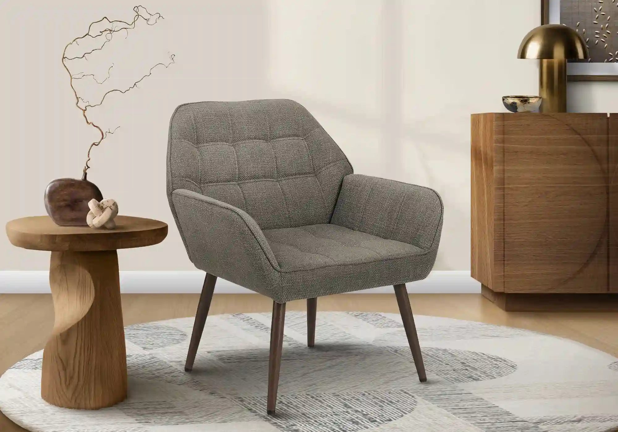 Fauteuil d'Appoint Vert Foncé et Pieds Fini Noyer