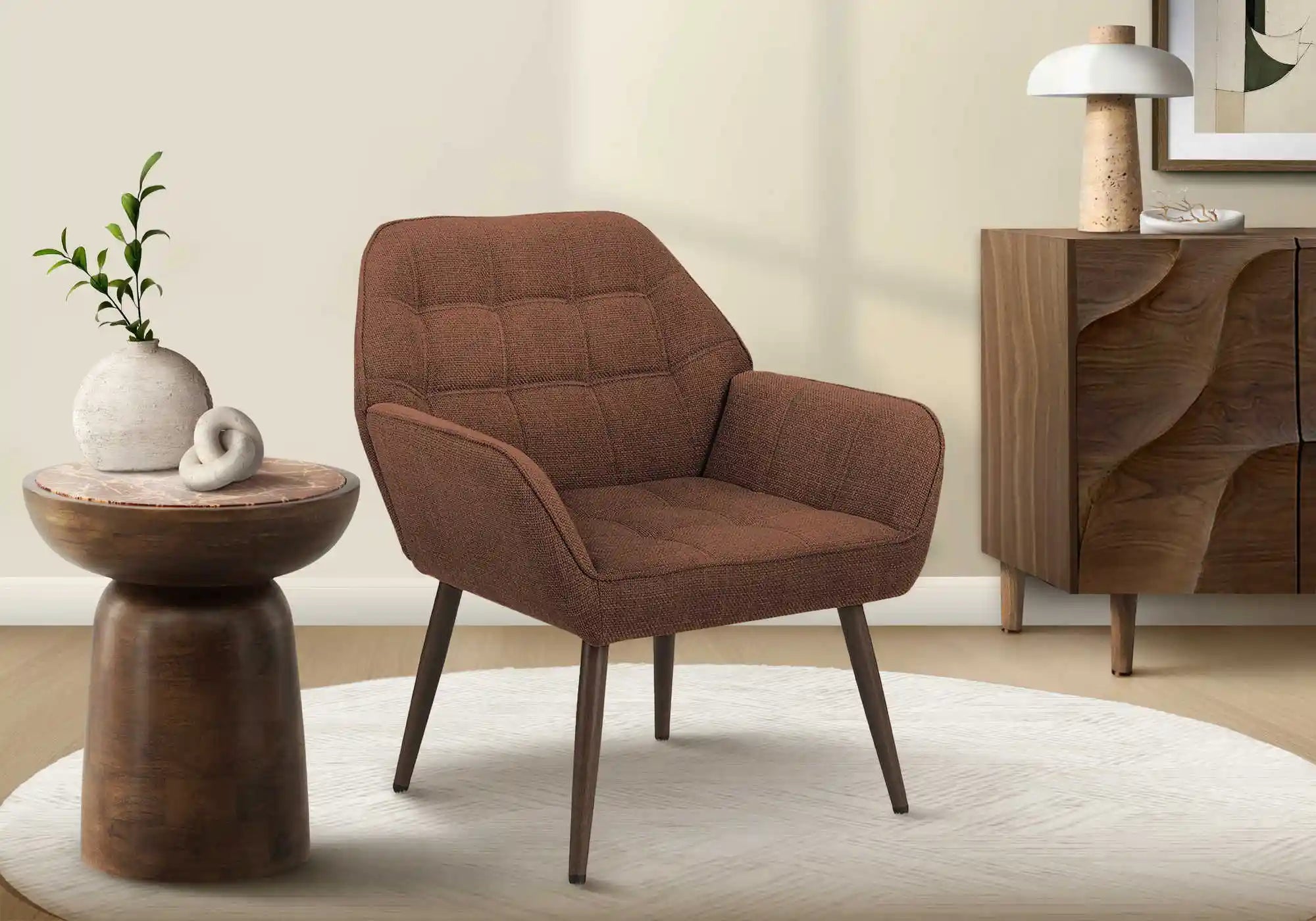 Fauteuil d'Appoint Vert Foncé et Pieds Fini Noyer